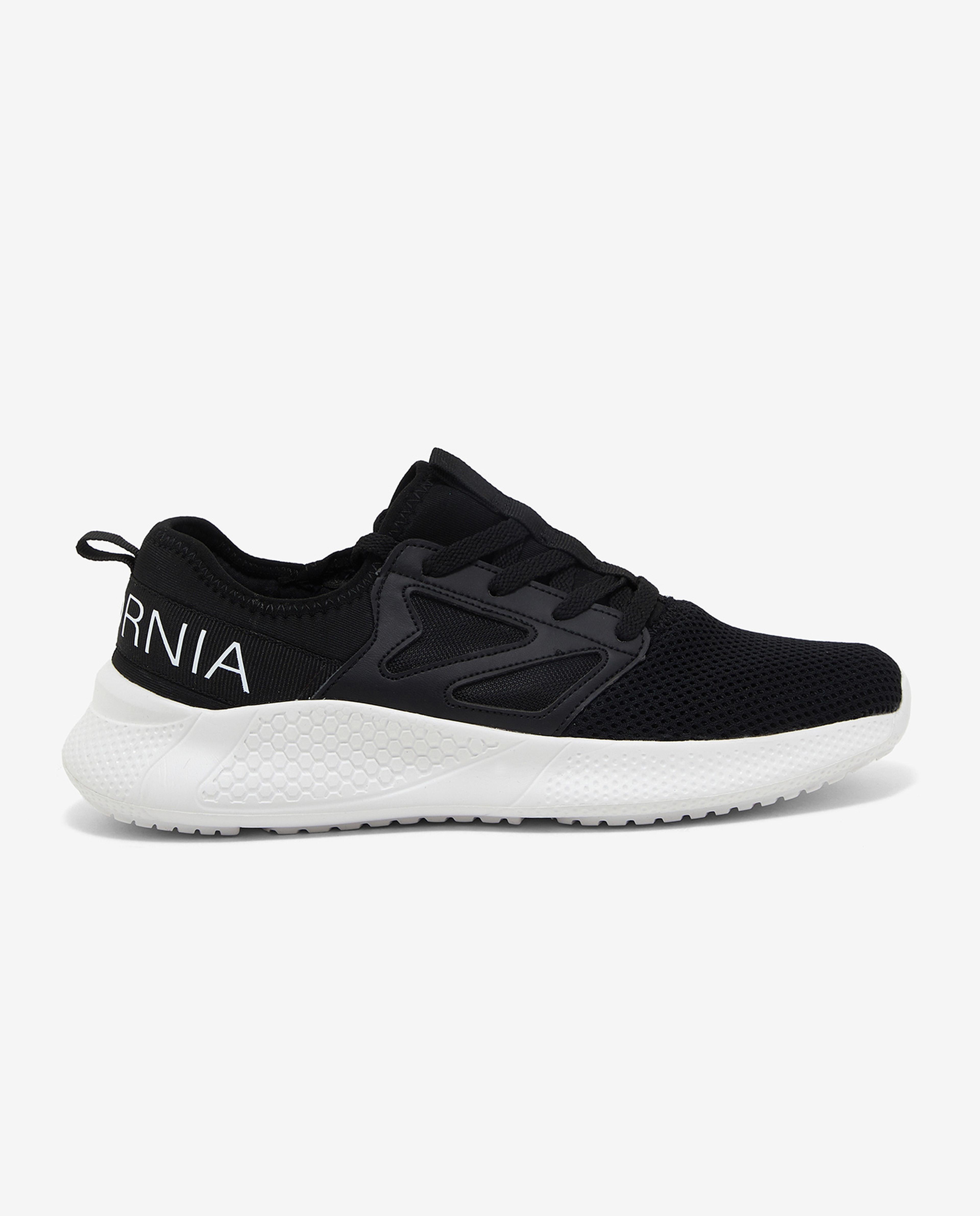 Typography Printed Lace-Up Sports Shoes