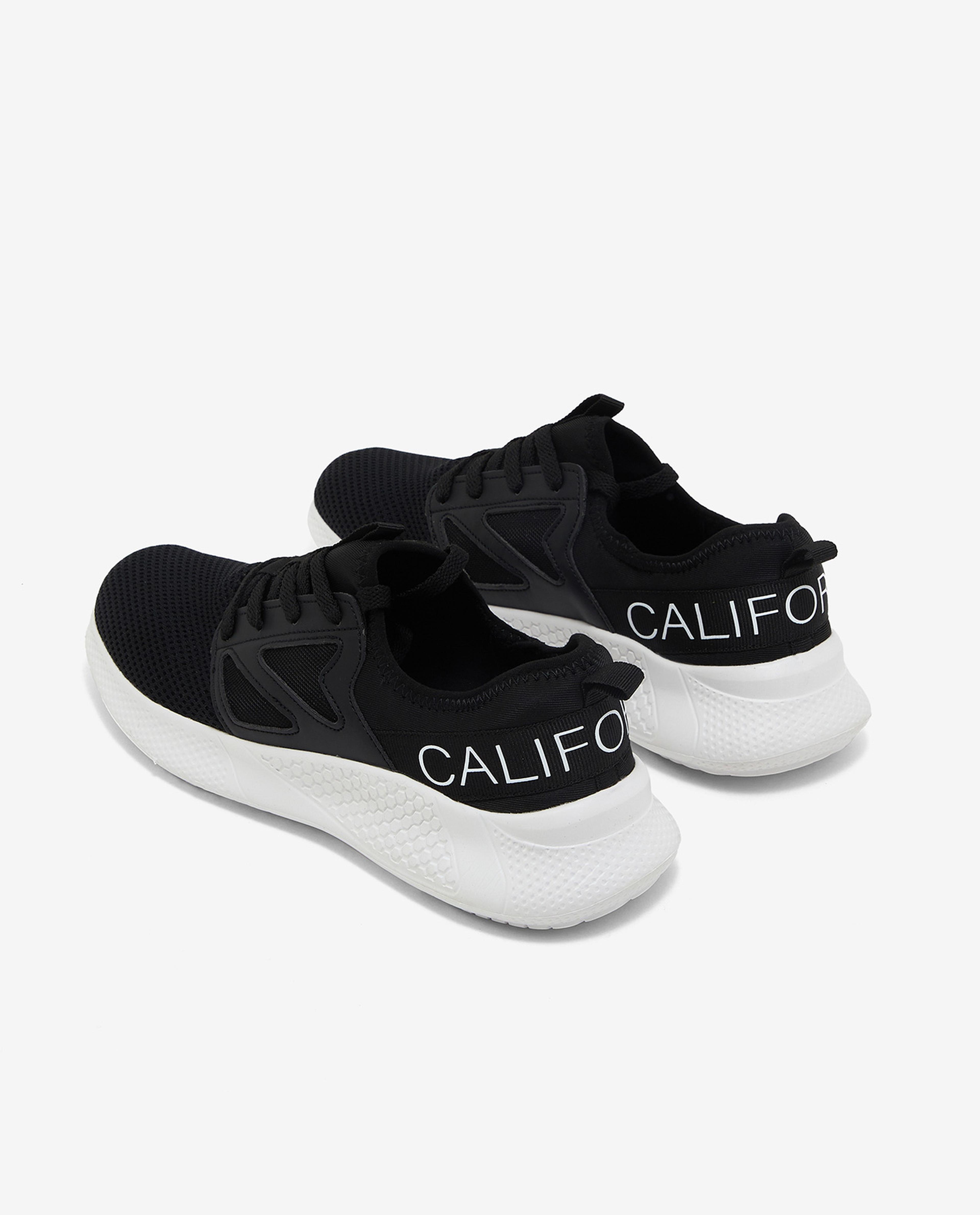 Typography Printed Lace-Up Sports Shoes
