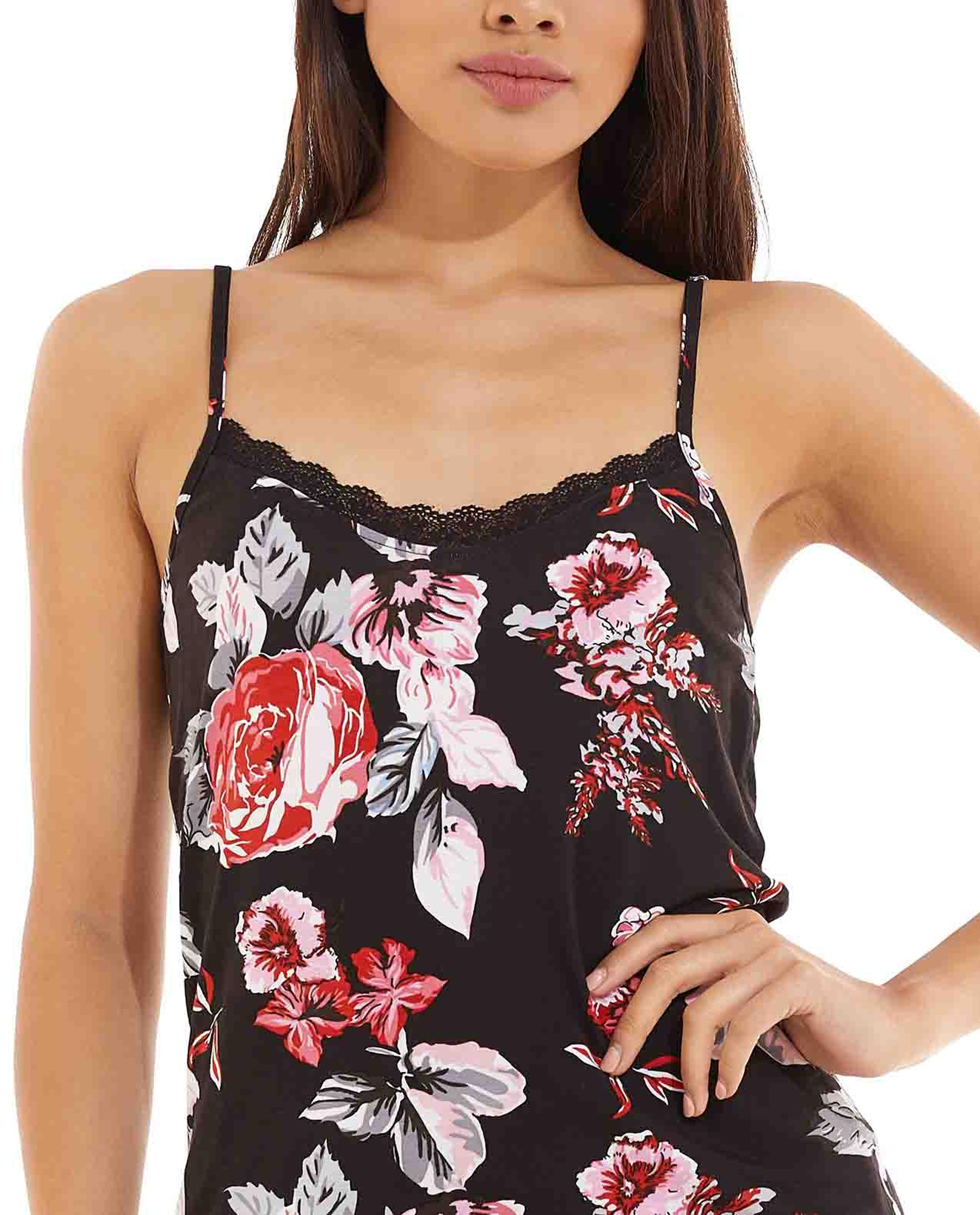 Printed Lace Detailed Nightgown