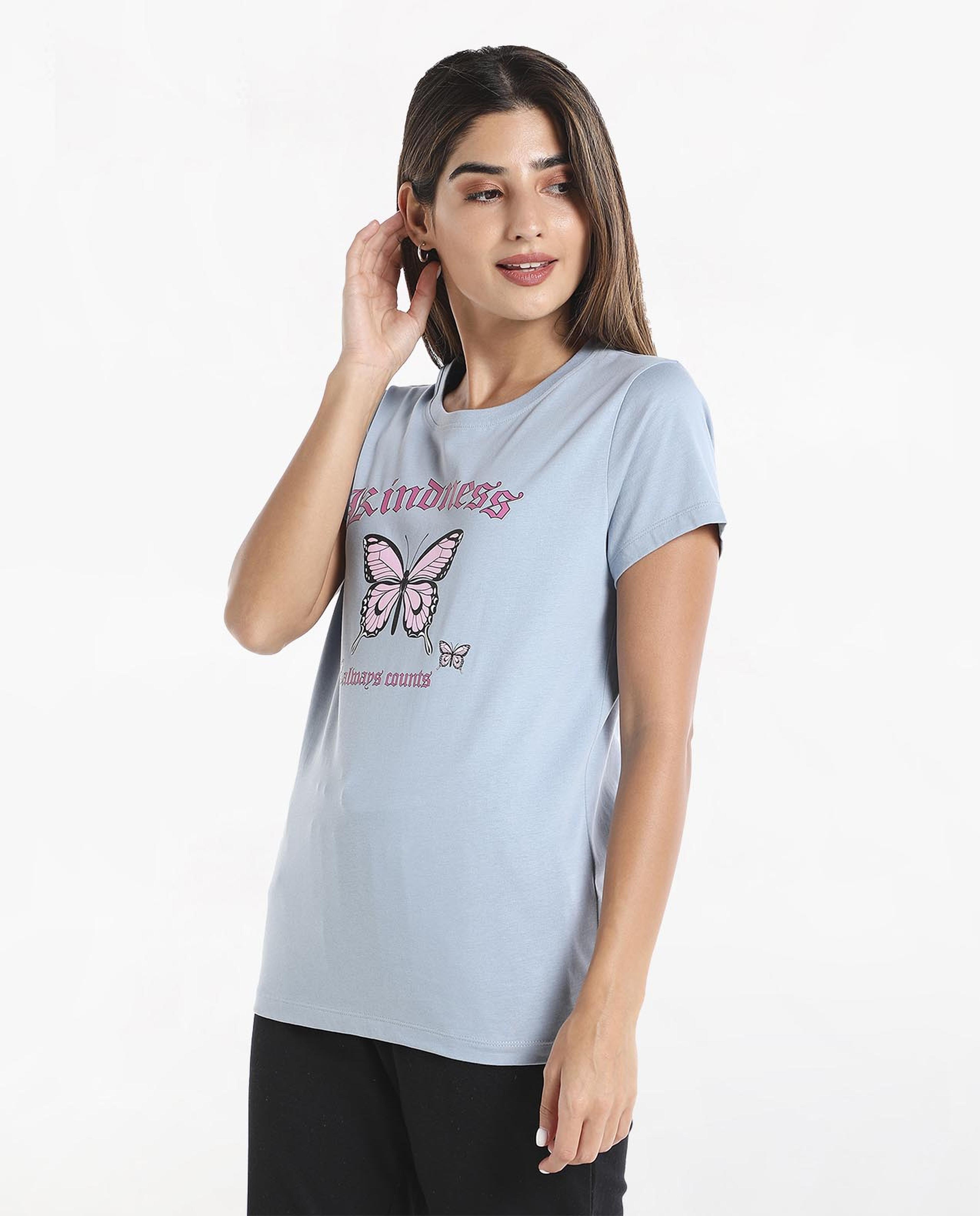 Printed T-Shirt with Round Neck and Short Sleeves