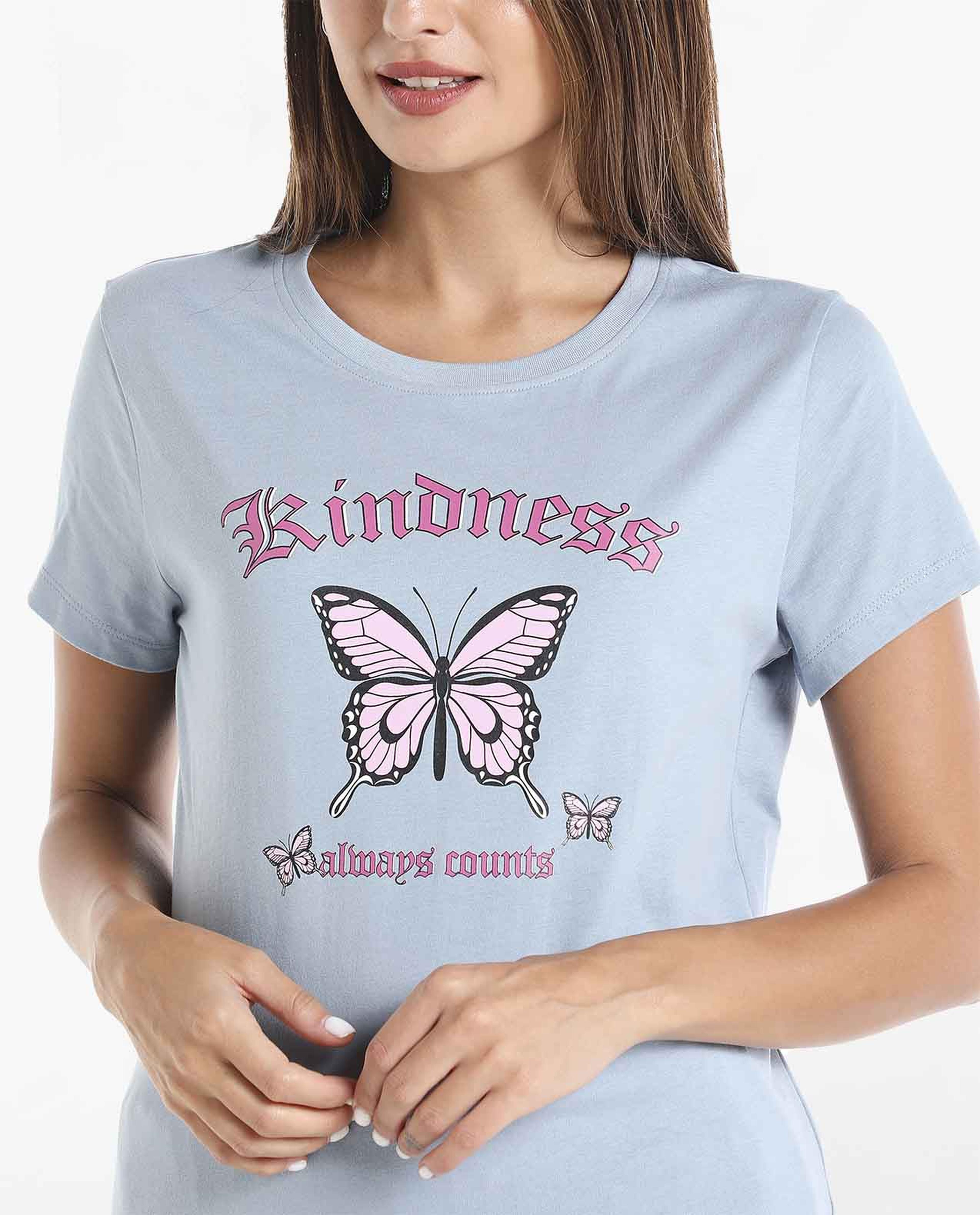 Printed T-Shirt with Round Neck and Short Sleeves
