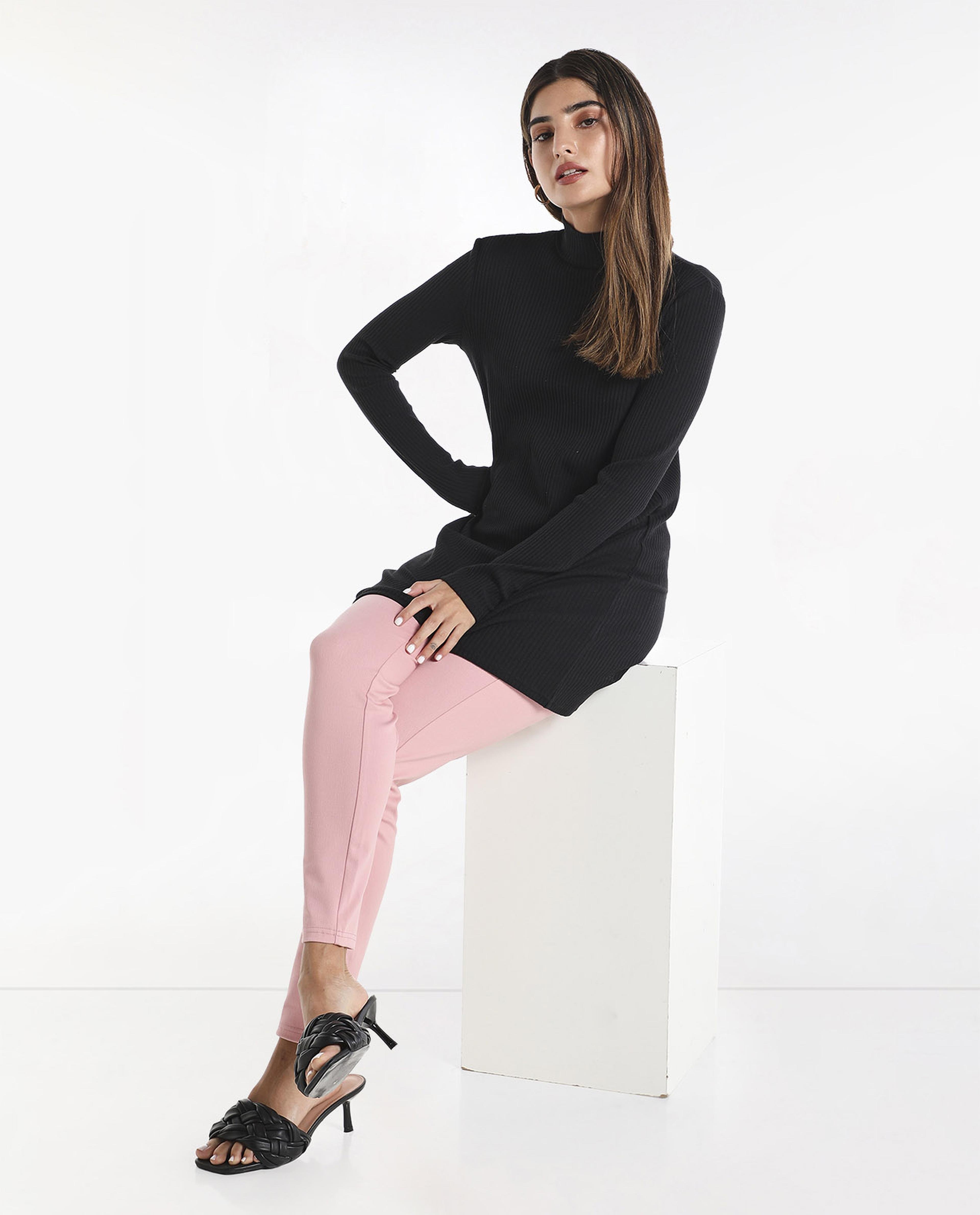 Solid Leggings with Elasticated Waist