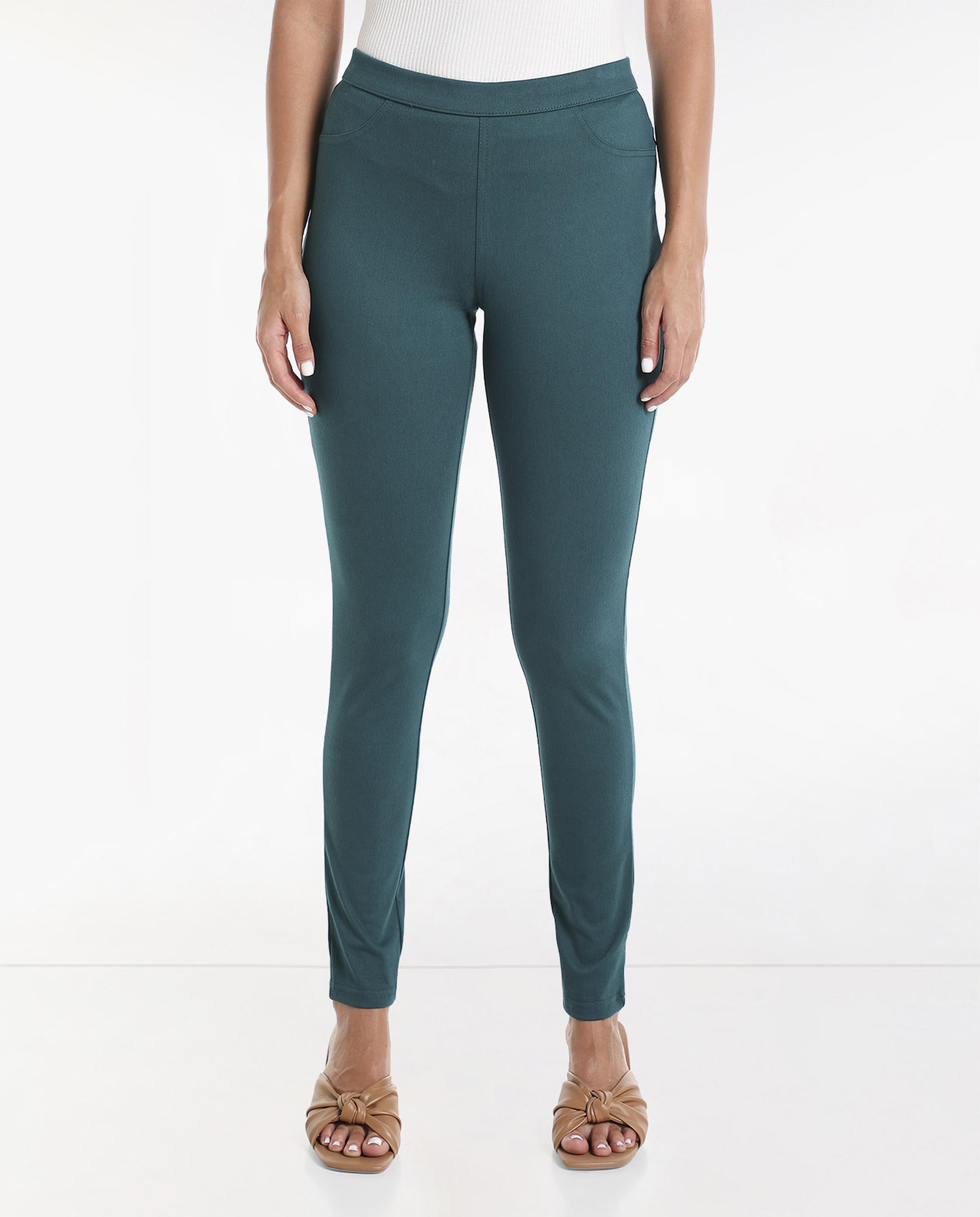 Solid Leggings with Elasticated Waist