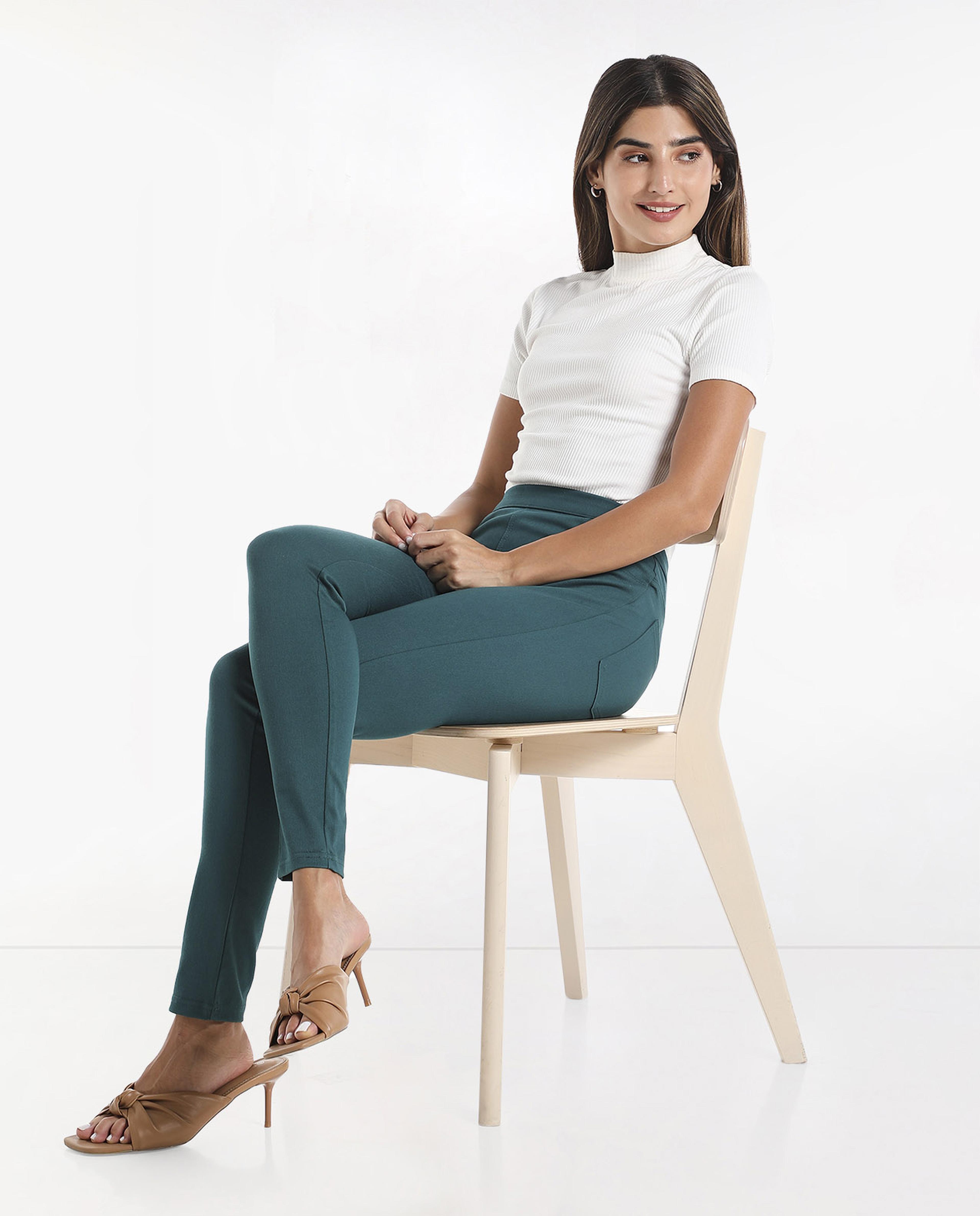 Solid Leggings with Elasticated Waist