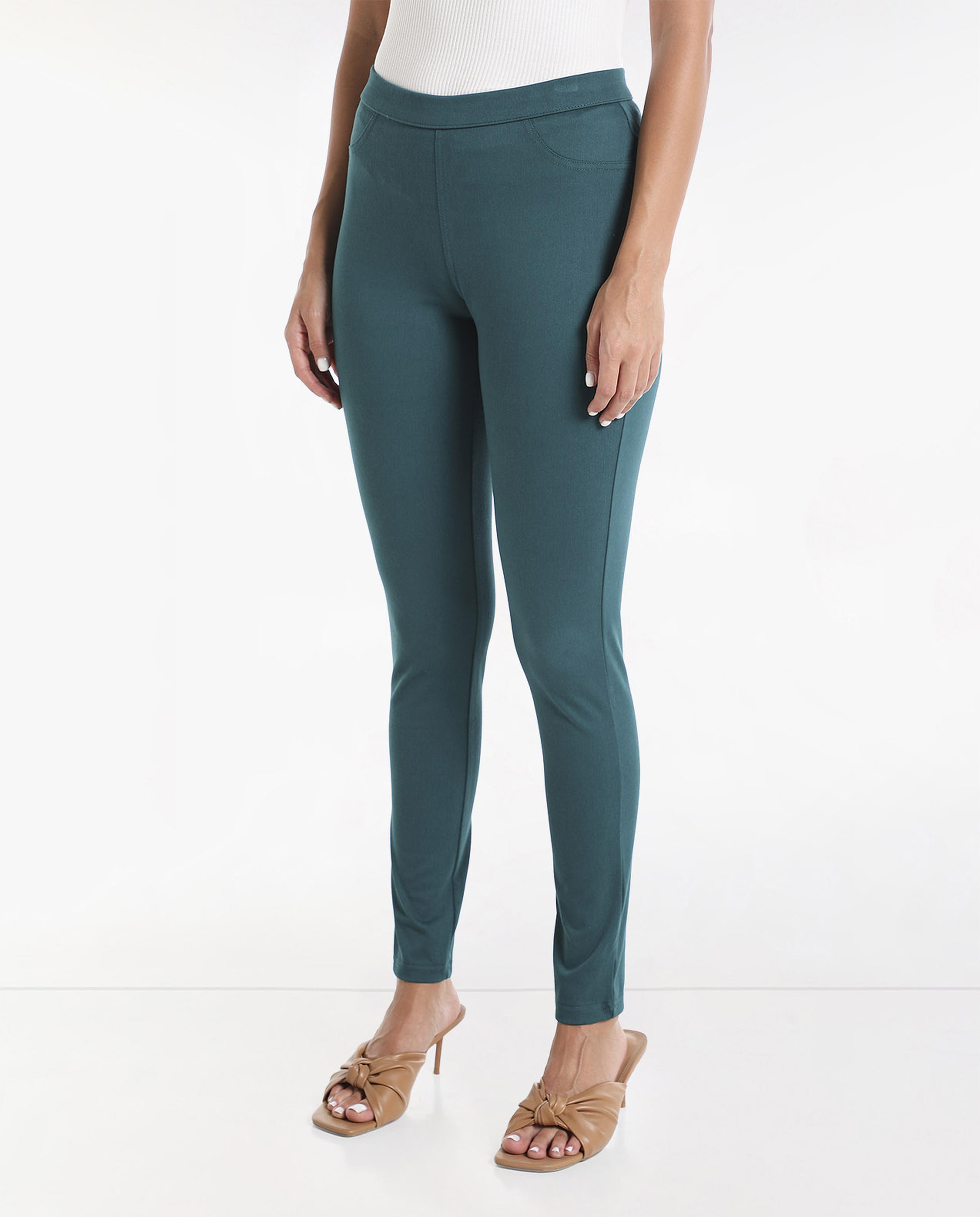 Solid Leggings with Elasticated Waist