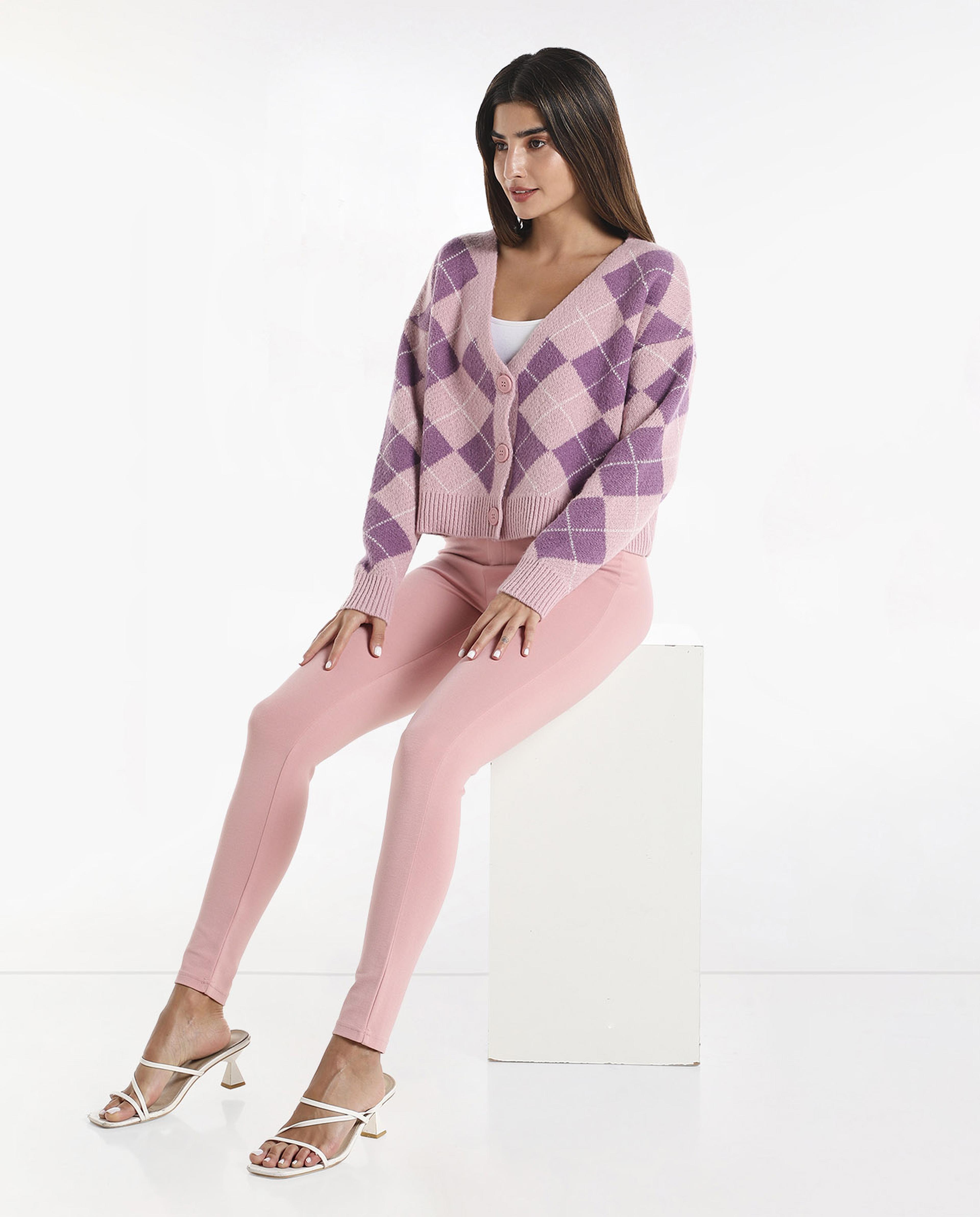 Solid Knit Jeggings with Elasticated Waist
