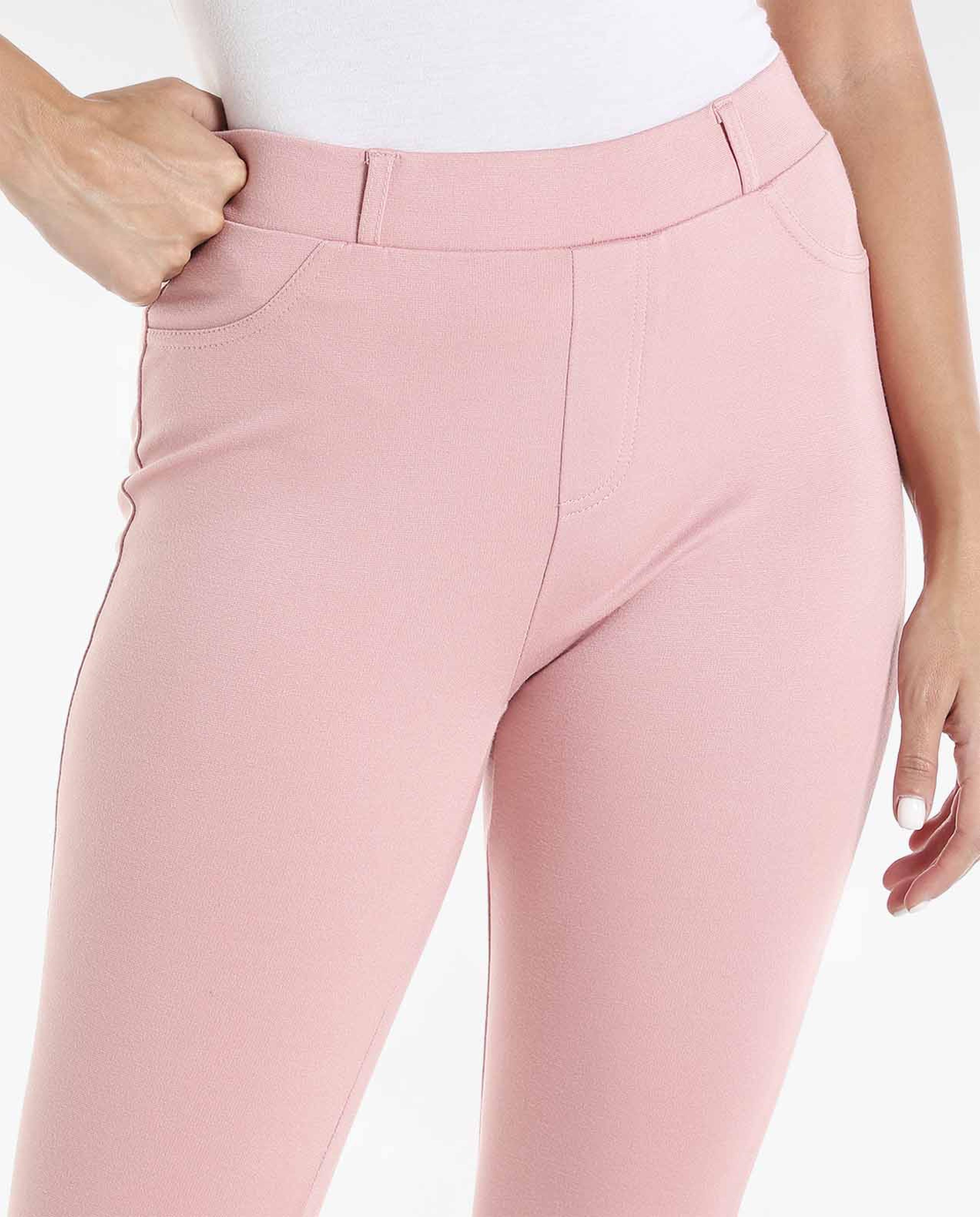 Solid Knit Jeggings with Elasticated Waist