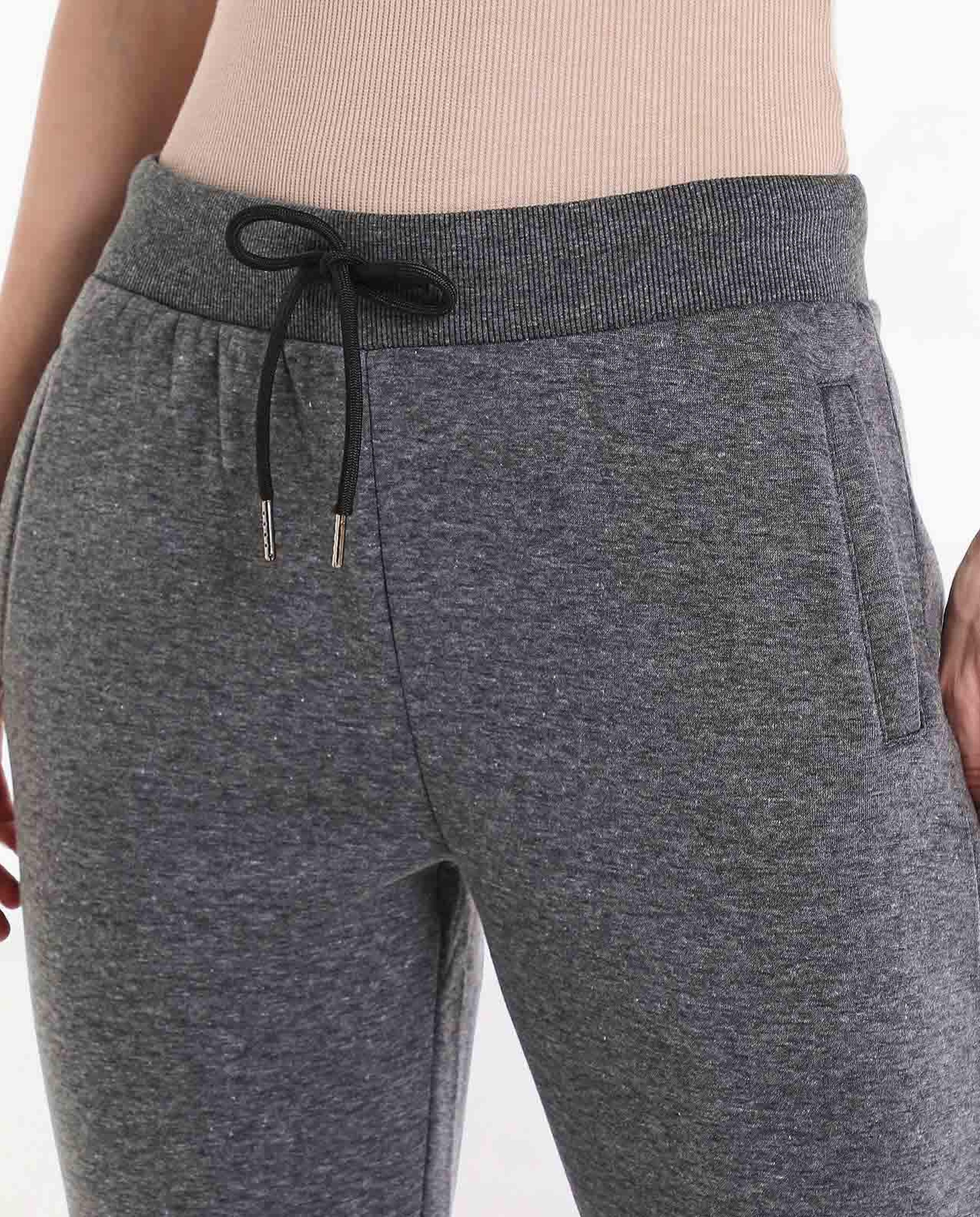Solid Slim Fit Joggers with Elasticated Waist