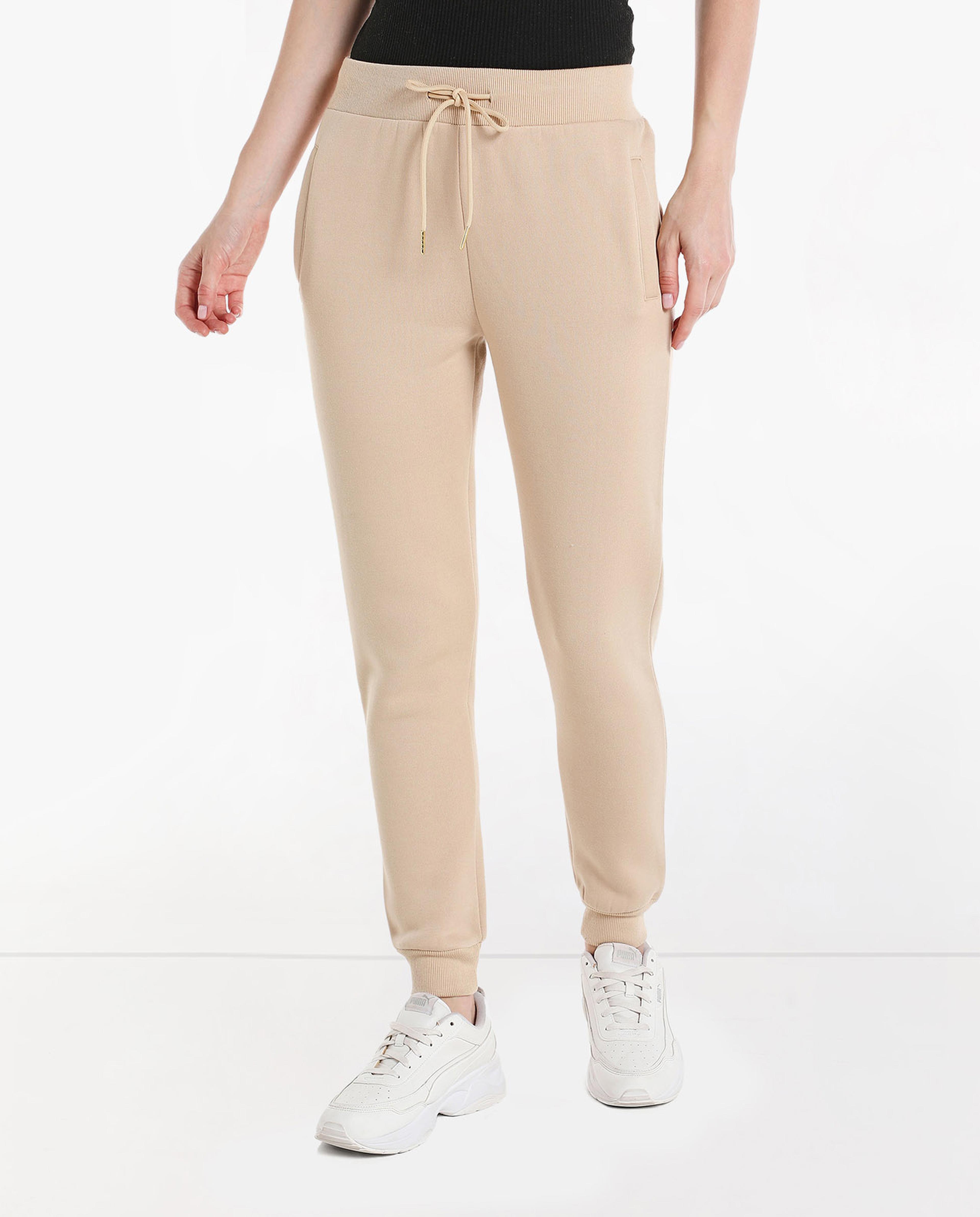 Solid Slim Fit Joggers with Elasticated Waist