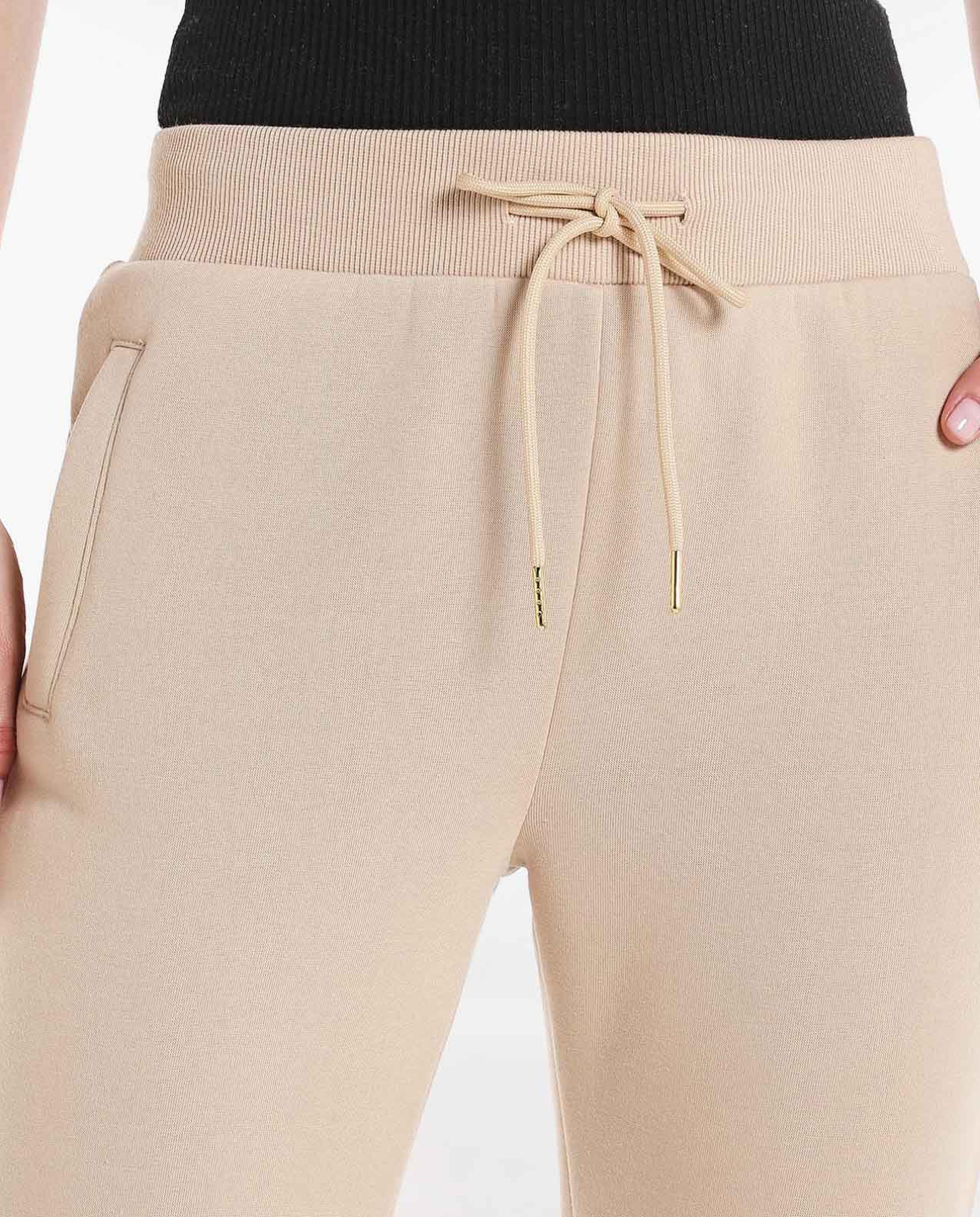 Solid Slim Fit Joggers with Elasticated Waist
