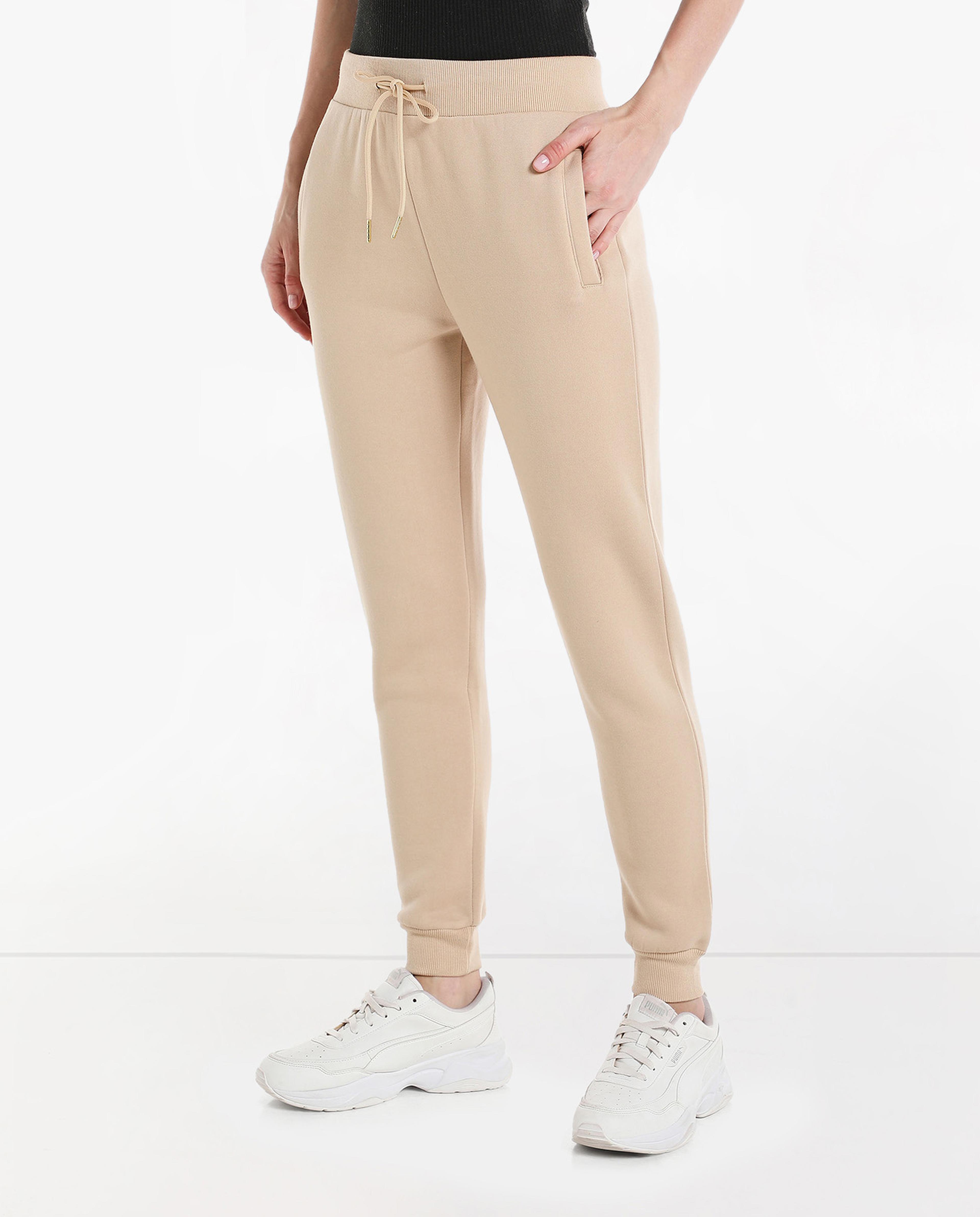 Solid Slim Fit Joggers with Elasticated Waist