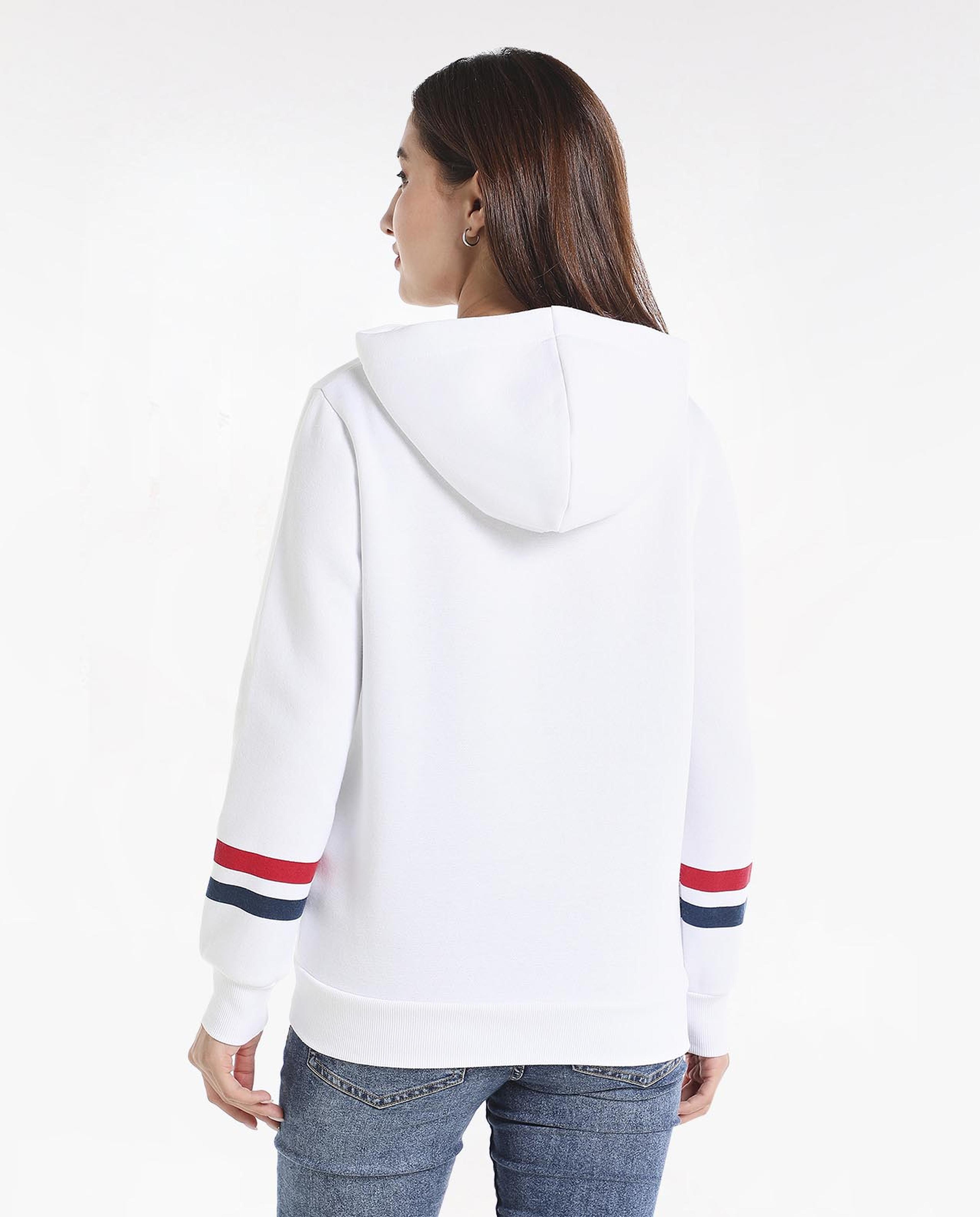 Typography Printed Sweatshirt with Hooded Neck and Long Sleeves