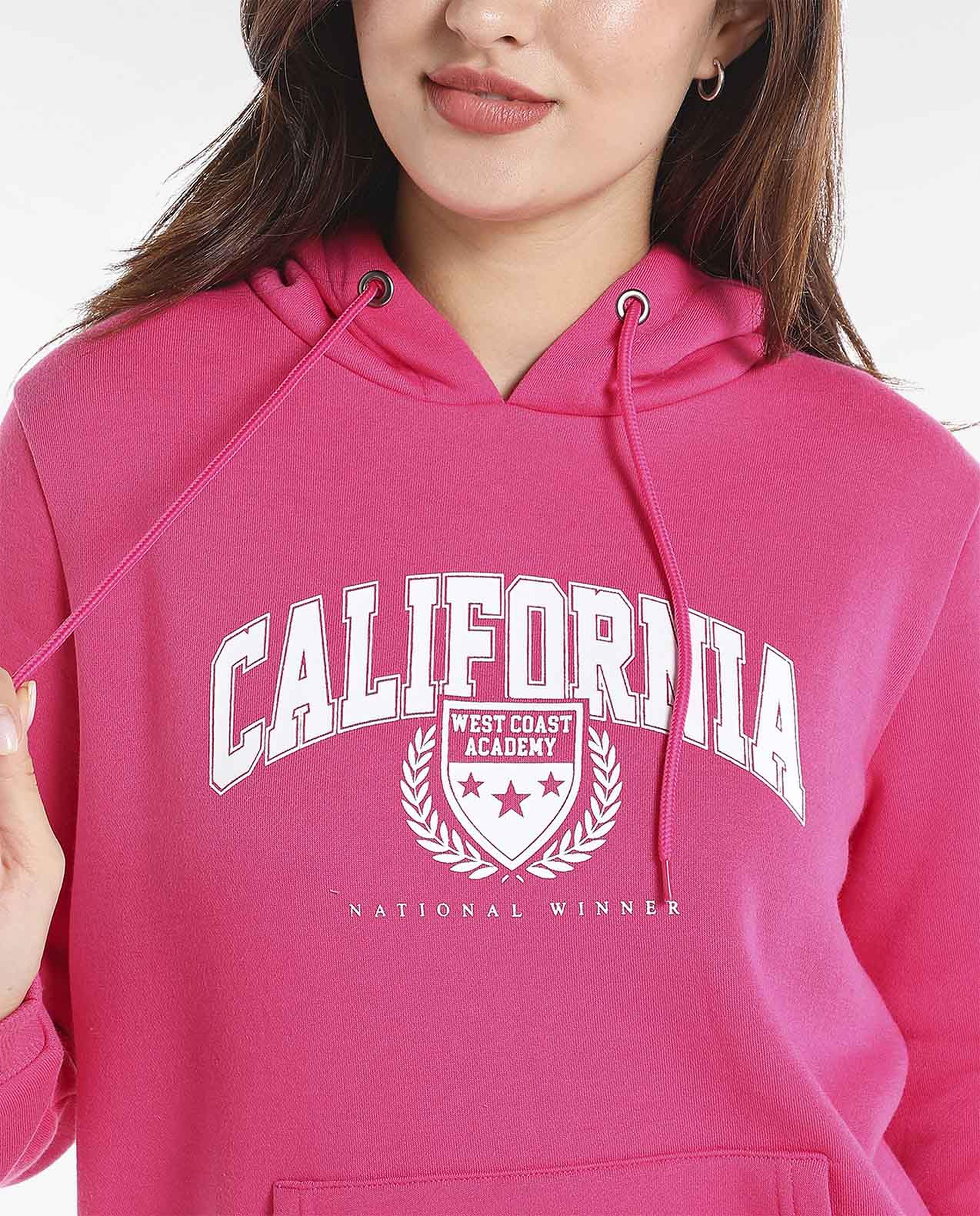 Typography Printed Sweatshirt with Hooded Neck and Long Sleeves