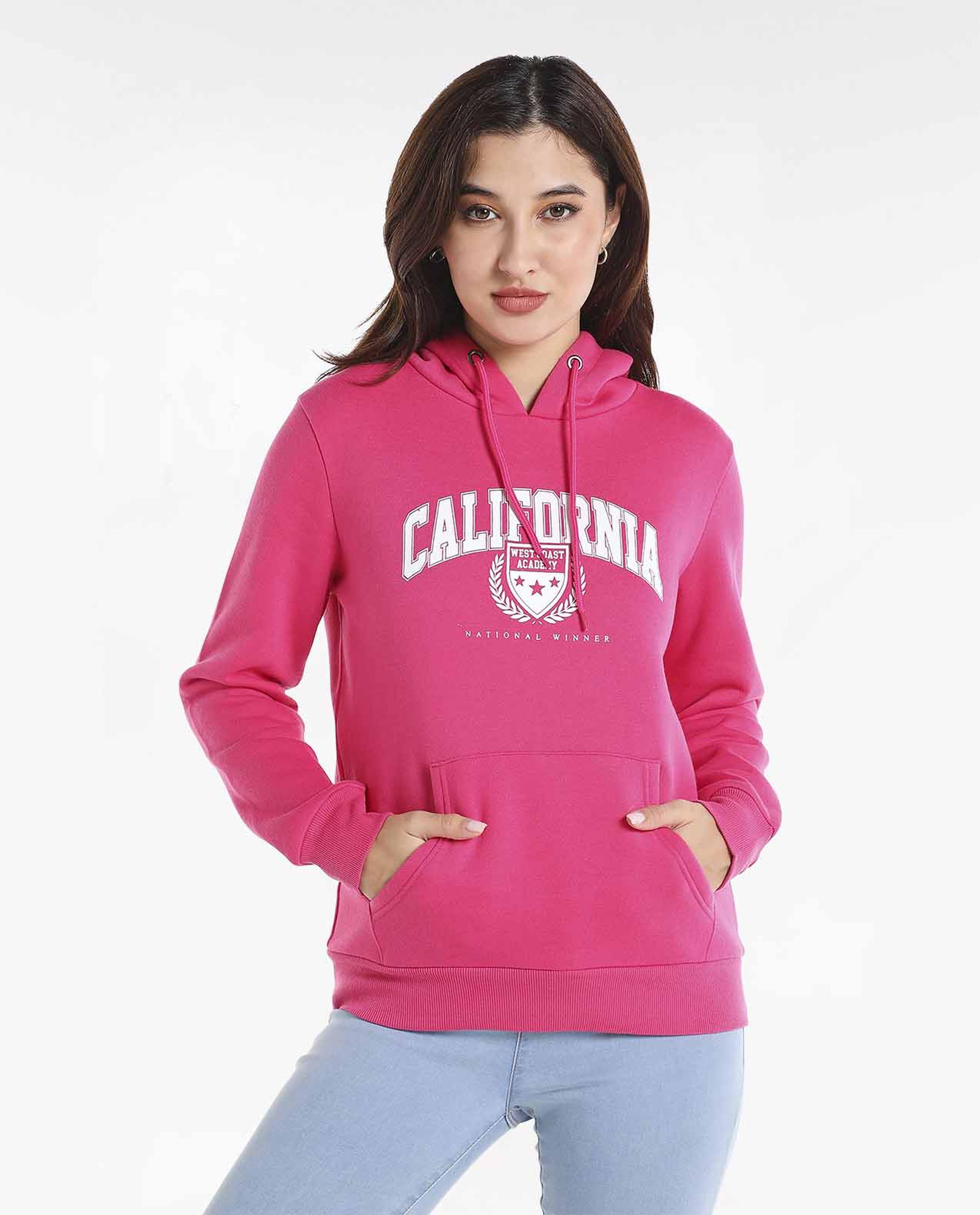 Typography Printed Sweatshirt with Hooded Neck and Long Sleeves