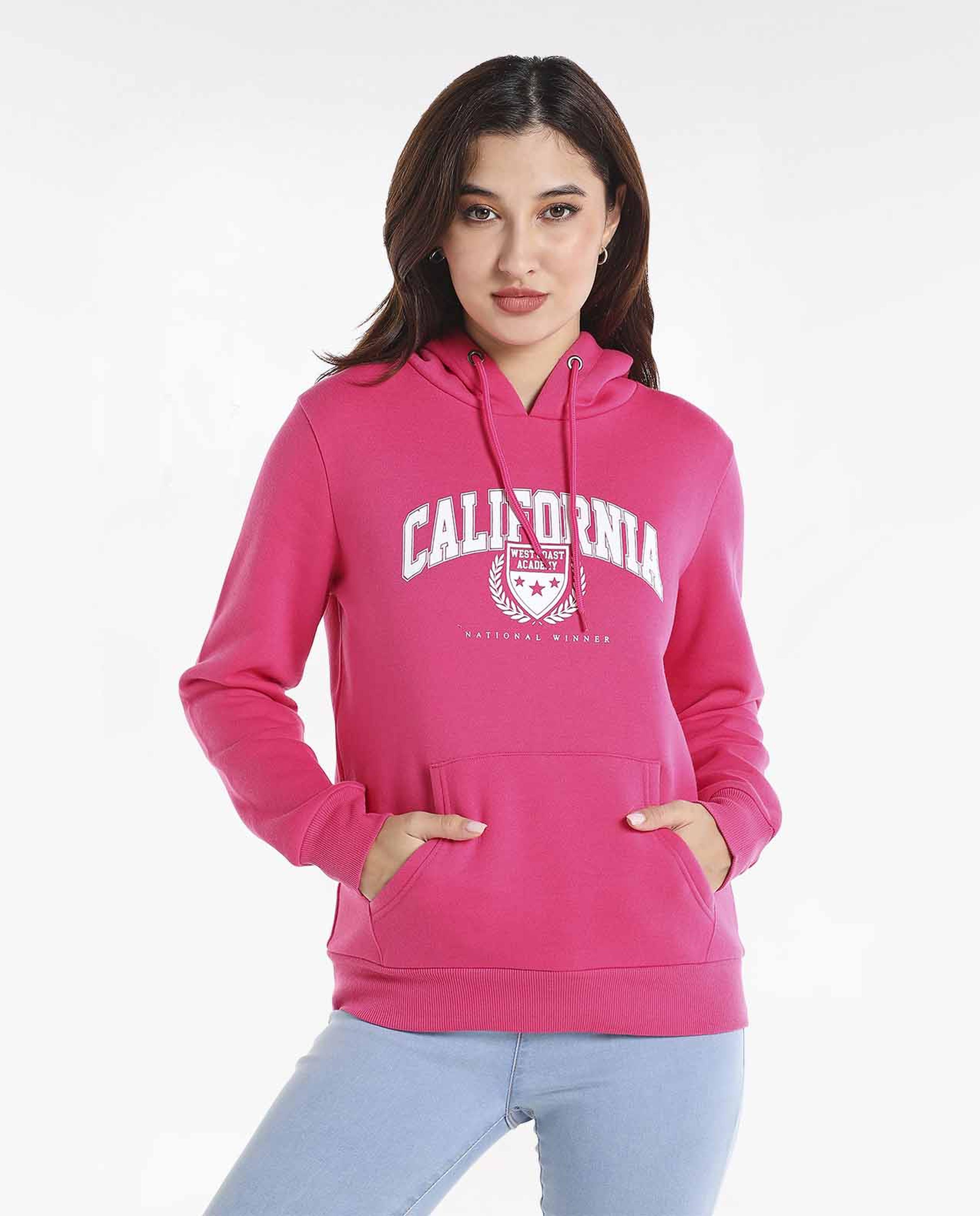 Typography Printed Sweatshirt with Hooded Neck and Long Sleeves