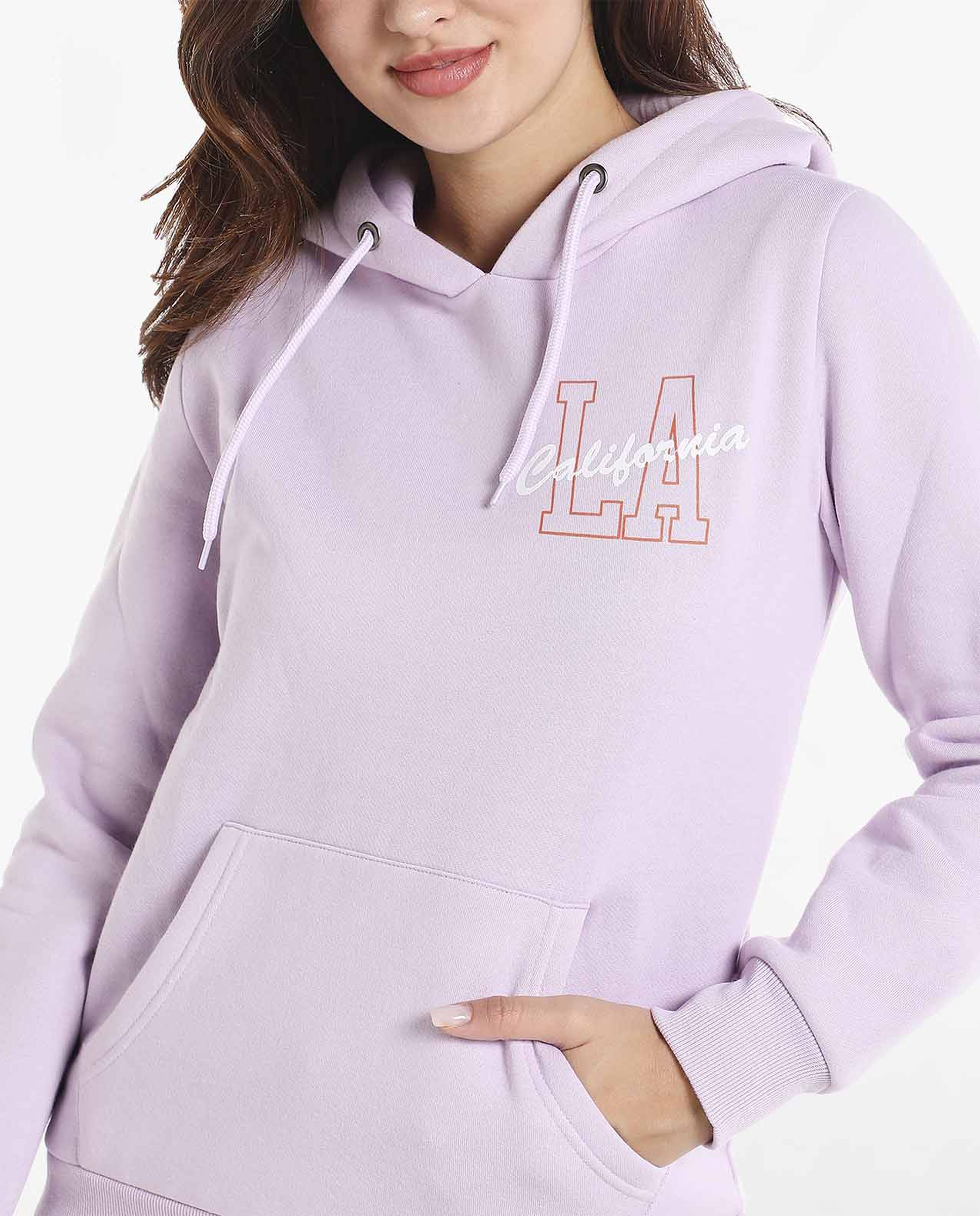 Typography Printed Sweatshirt with Hooded Neck and Long Sleeves