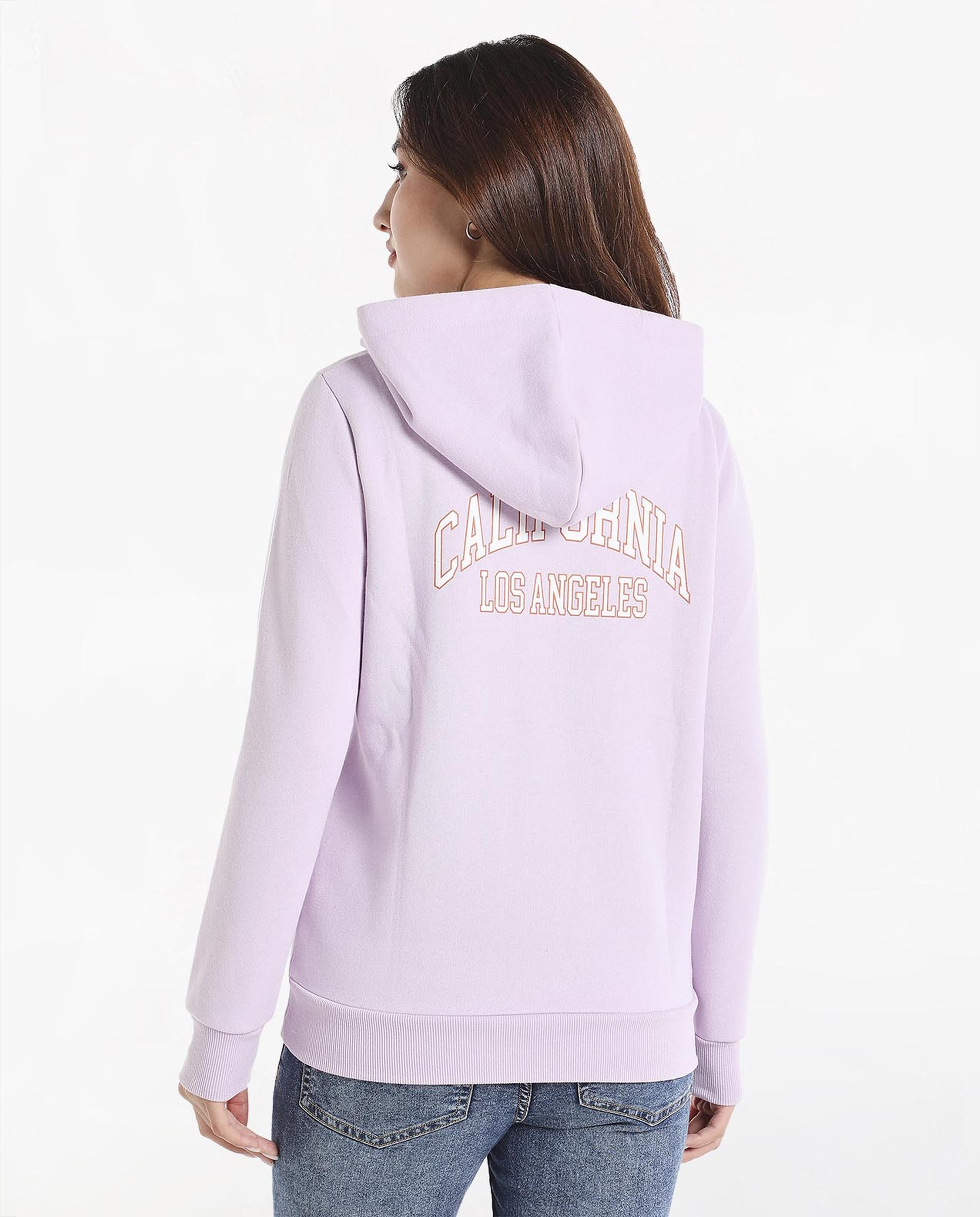 Typography Printed Sweatshirt with Hooded Neck and Long Sleeves