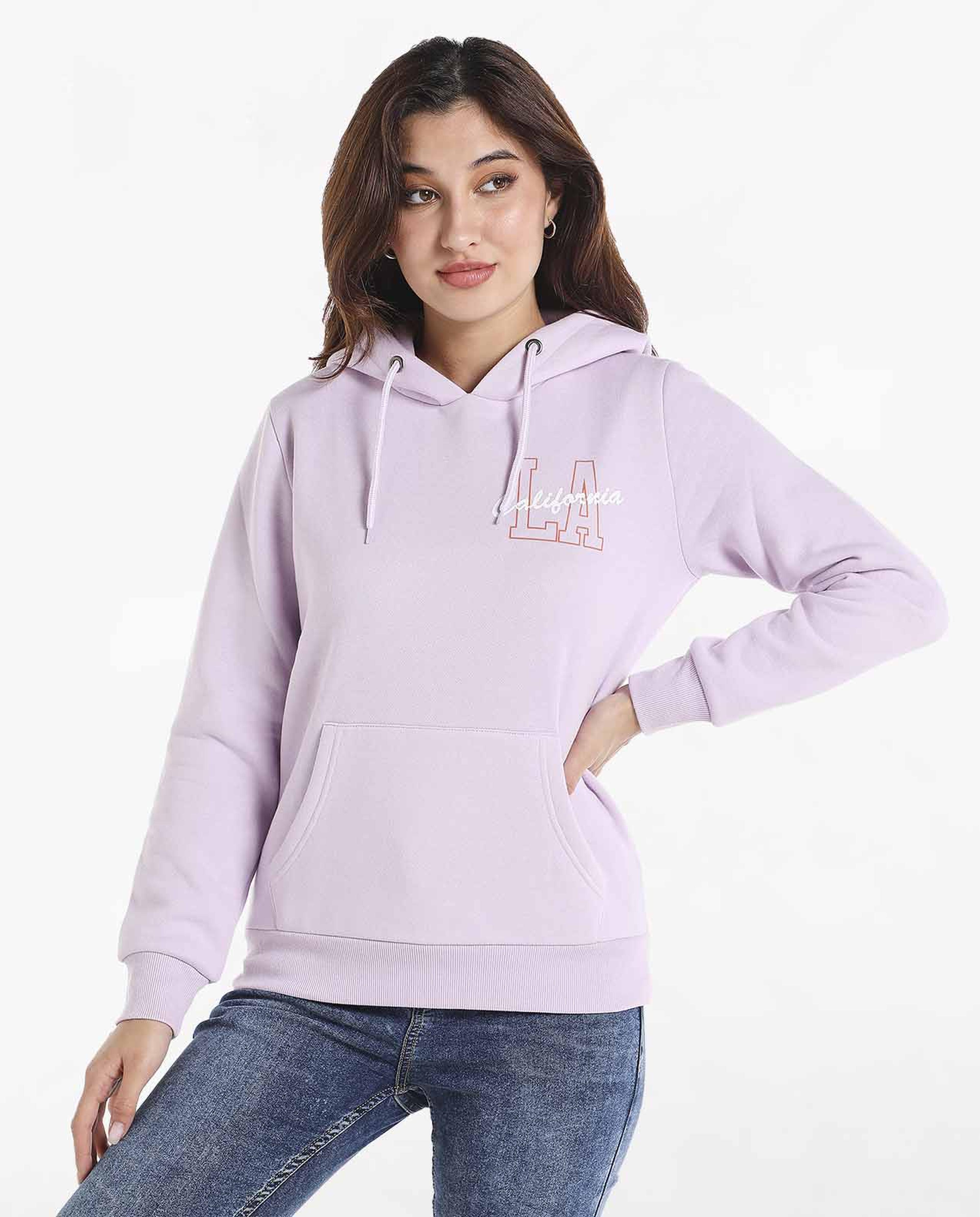 Typography Printed Sweatshirt with Hooded Neck and Long Sleeves