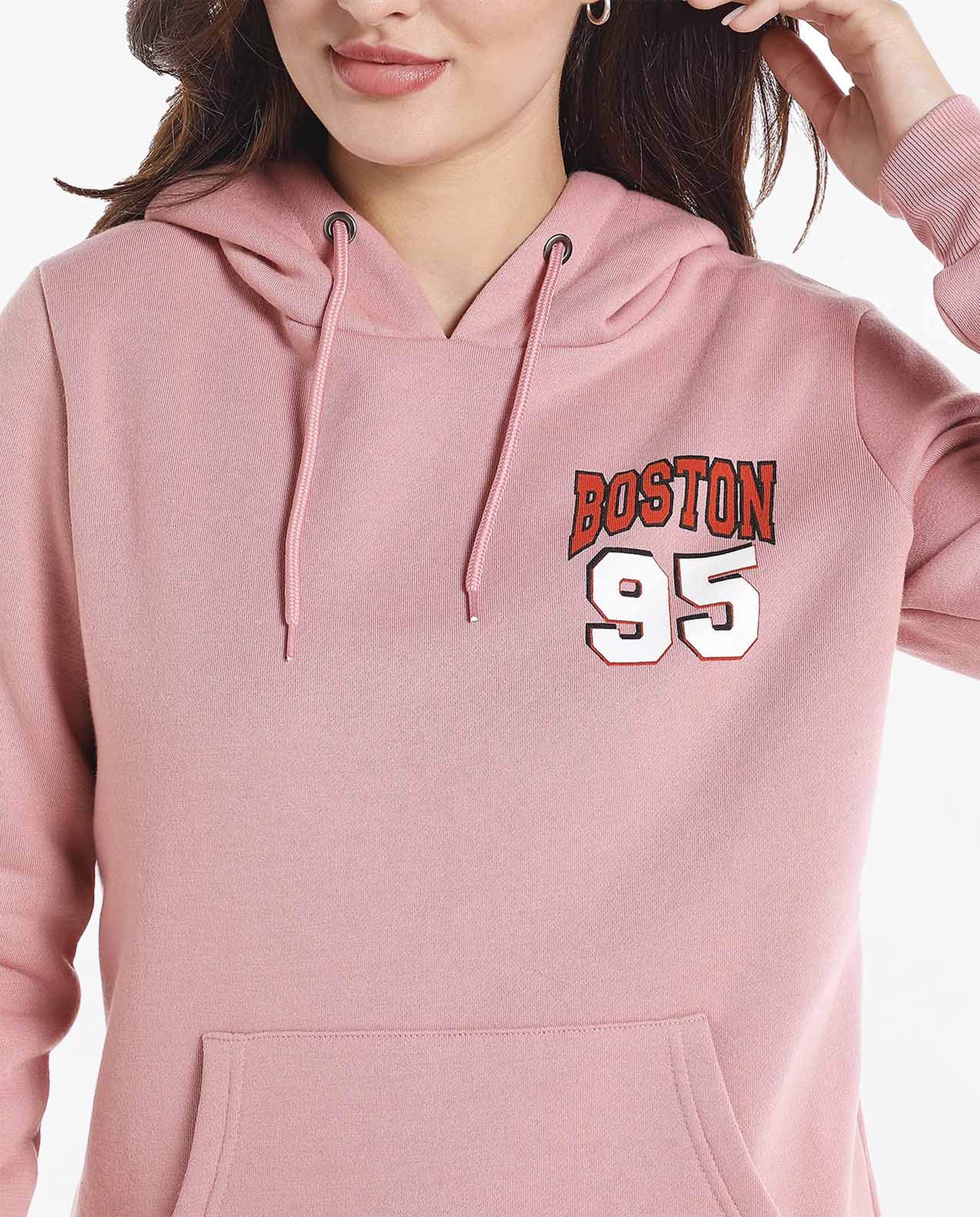 Typography Printed Sweatshirt with Hooded Neck and Long Sleeves
