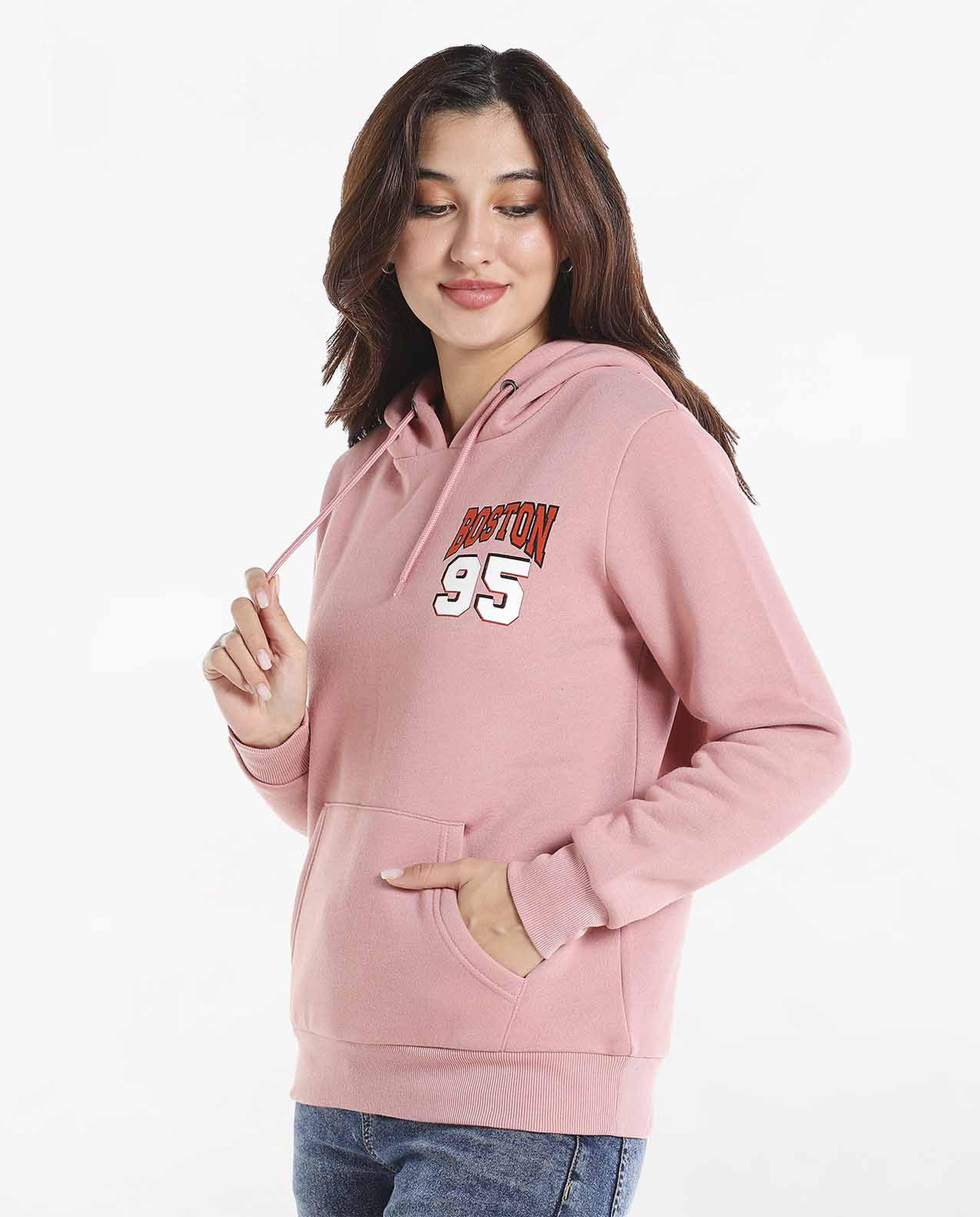Typography Printed Sweatshirt with Hooded Neck and Long Sleeves