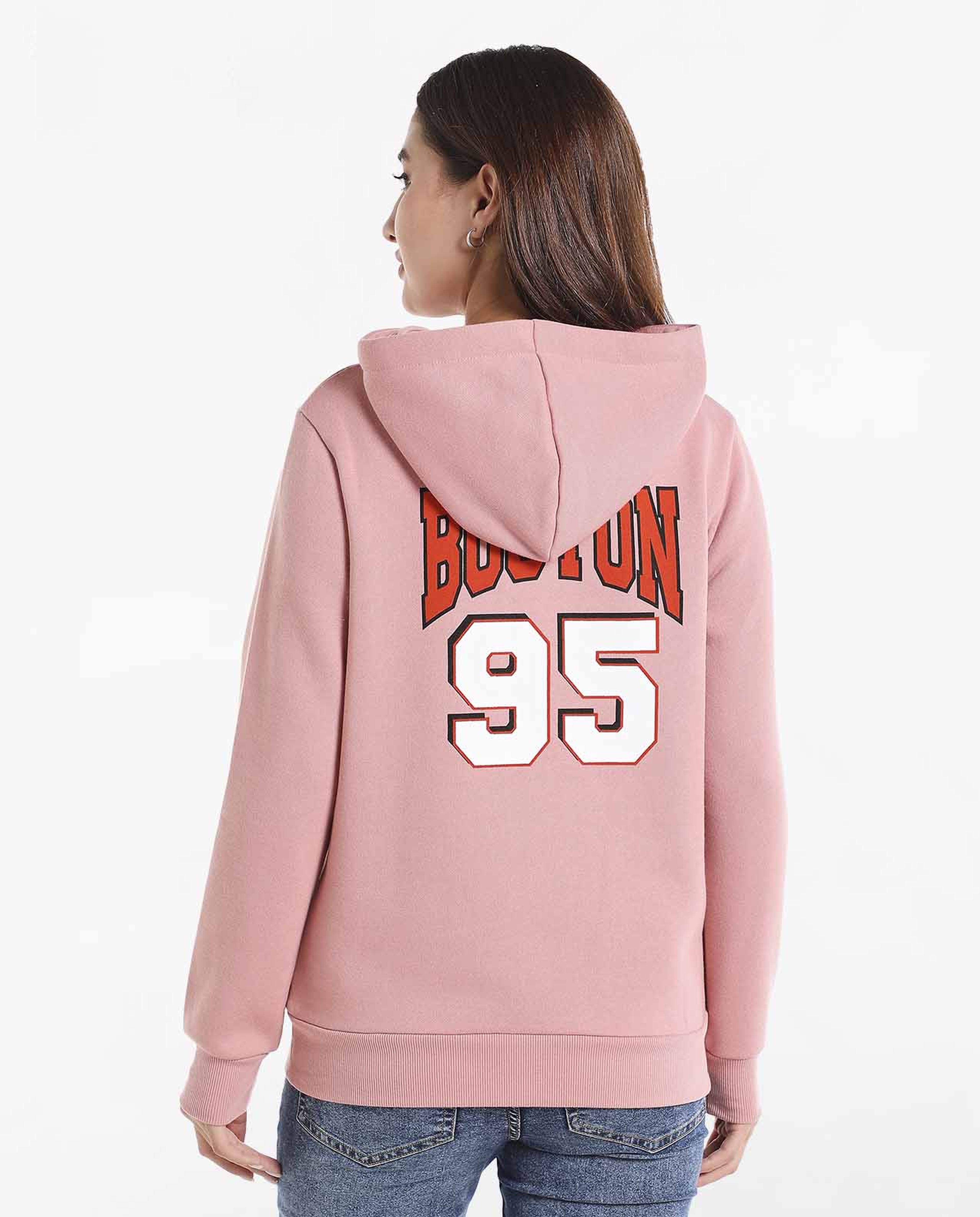 Typography Printed Sweatshirt with Hooded Neck and Long Sleeves