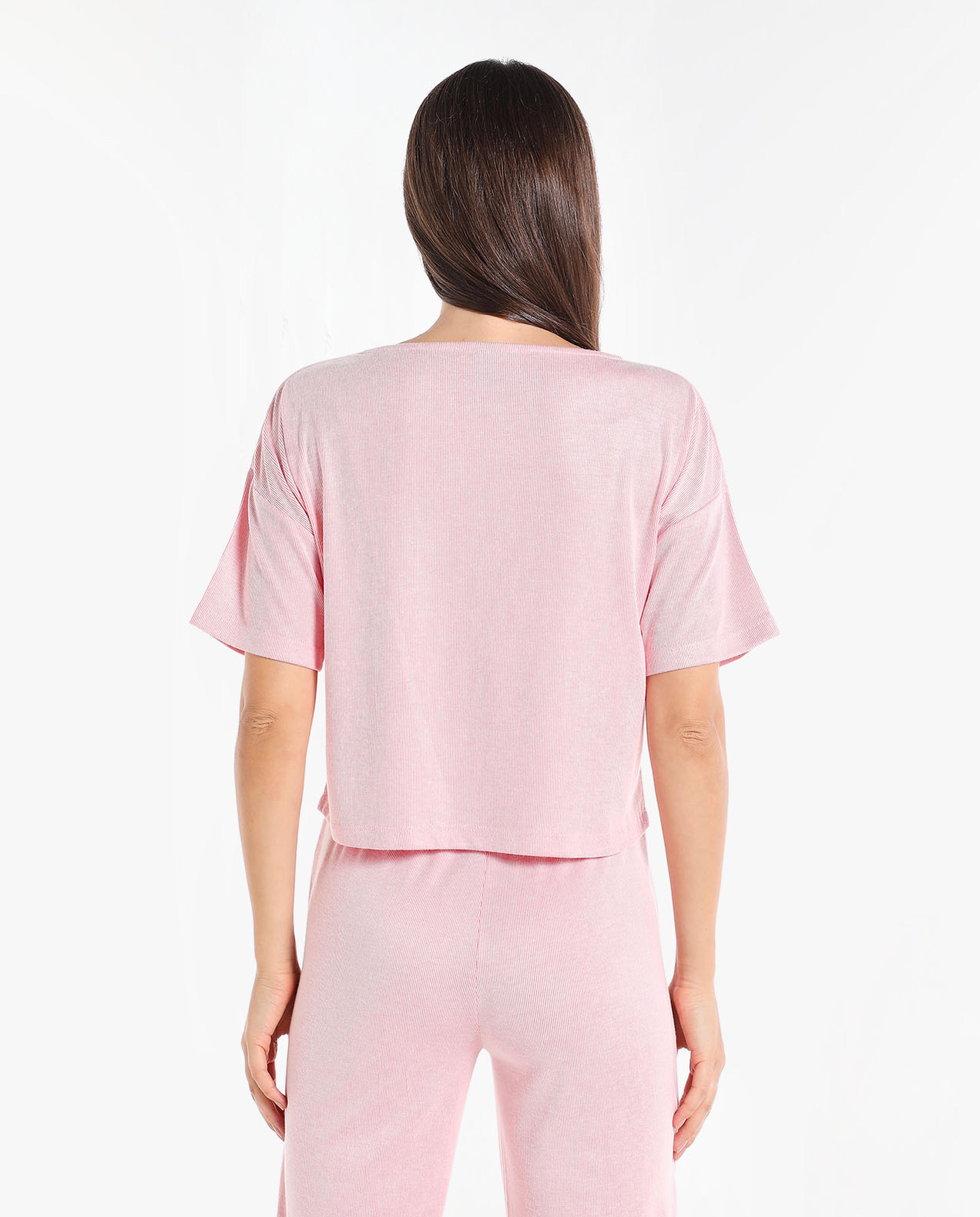 Solid Top with Boat Neck and Drop Shoulder Sleeves