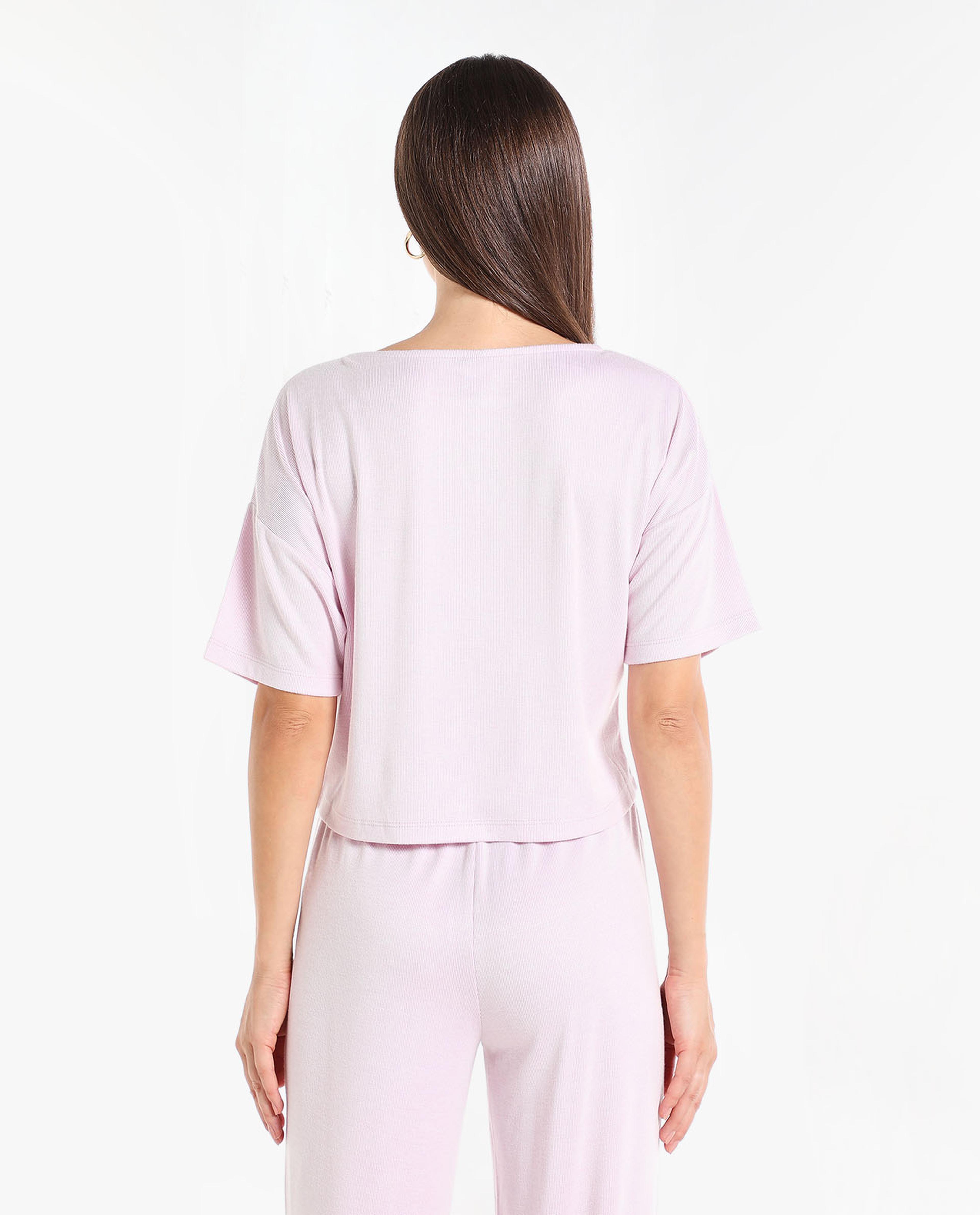 Solid Top with Boat Neck and Drop Shoulder Sleeves