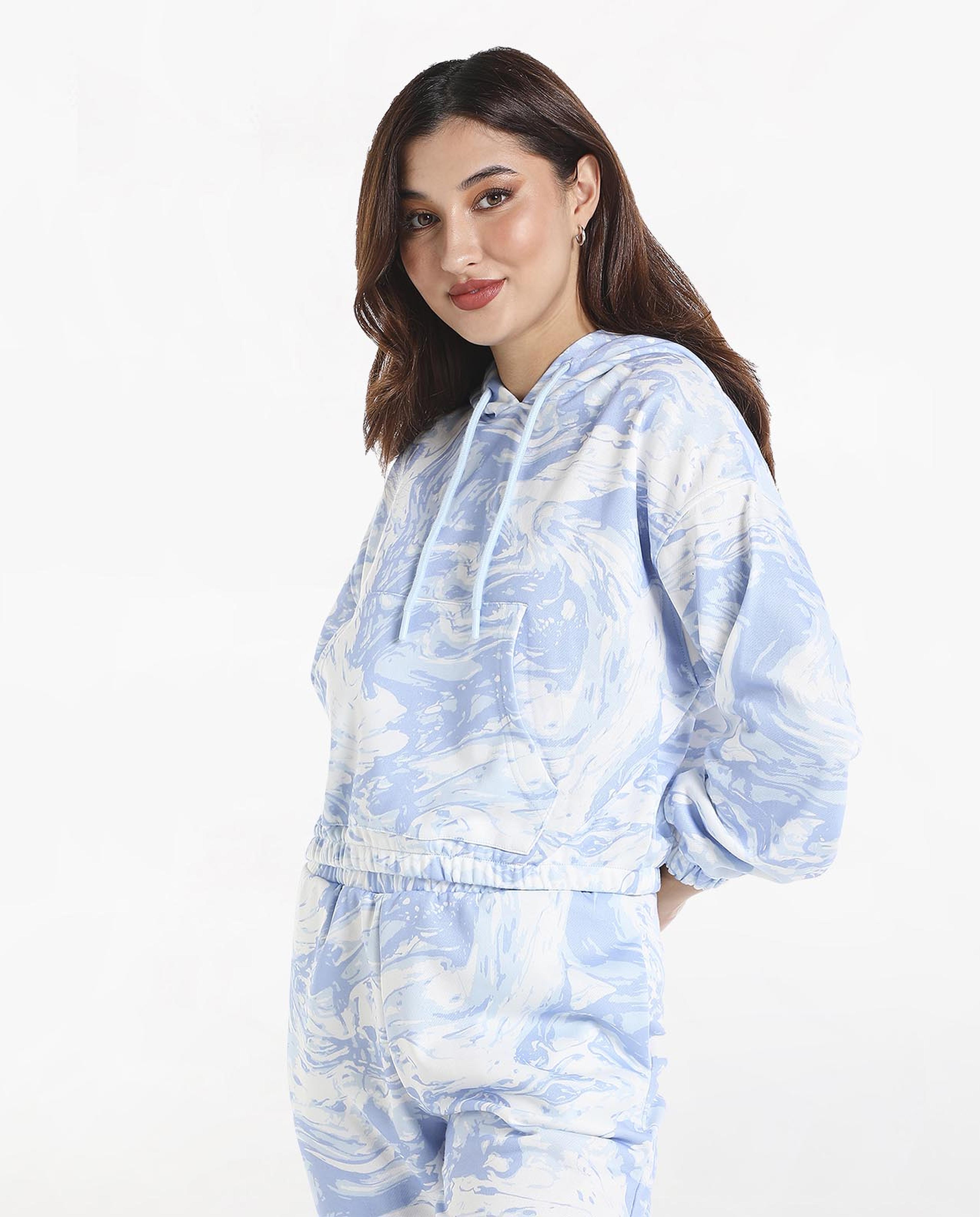 Dyed Sweatshirt with Hooded Neck and long Sleeves