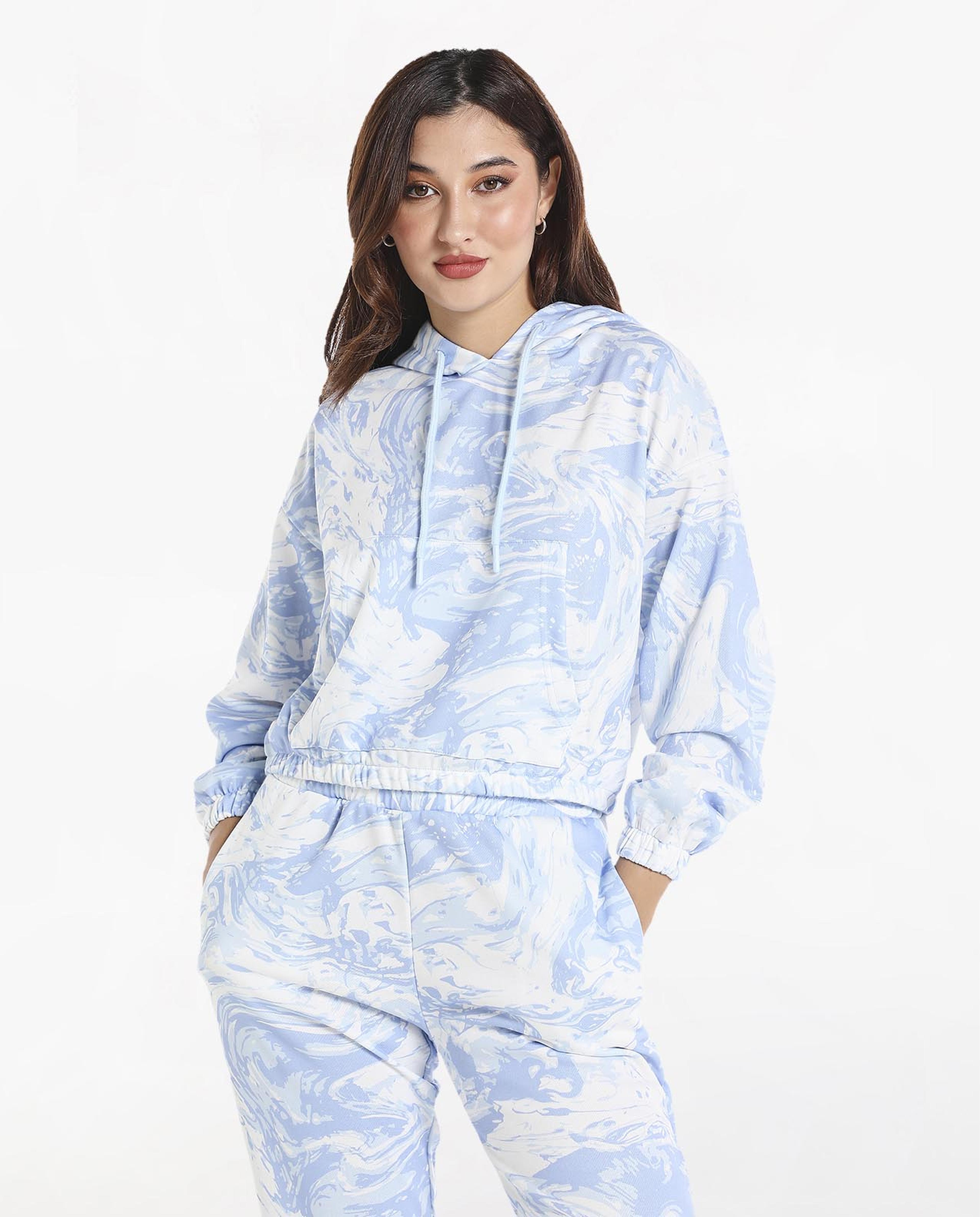 Dyed Sweatshirt with Hooded Neck and long Sleeves
