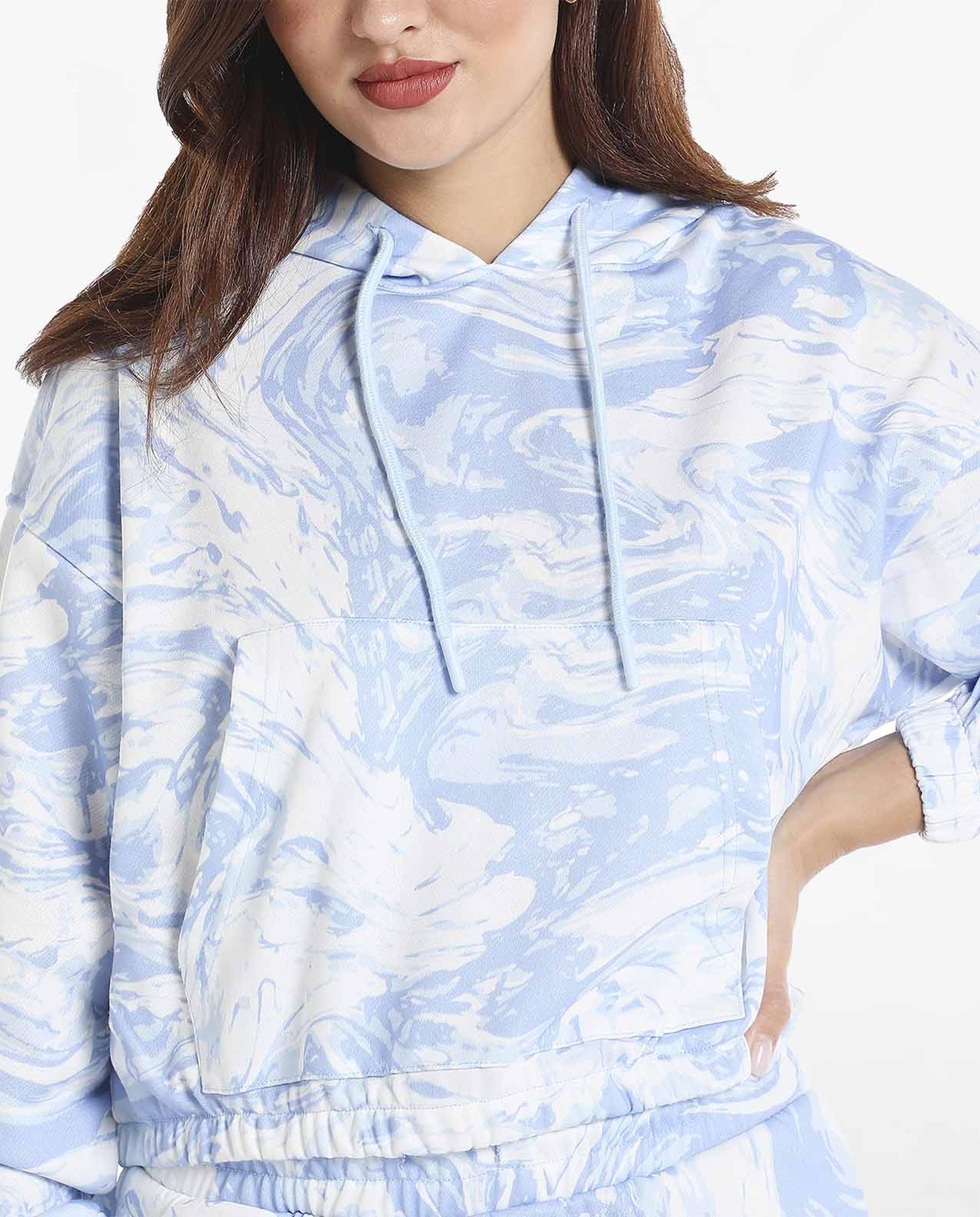 Dyed Sweatshirt with Hooded Neck and long Sleeves
