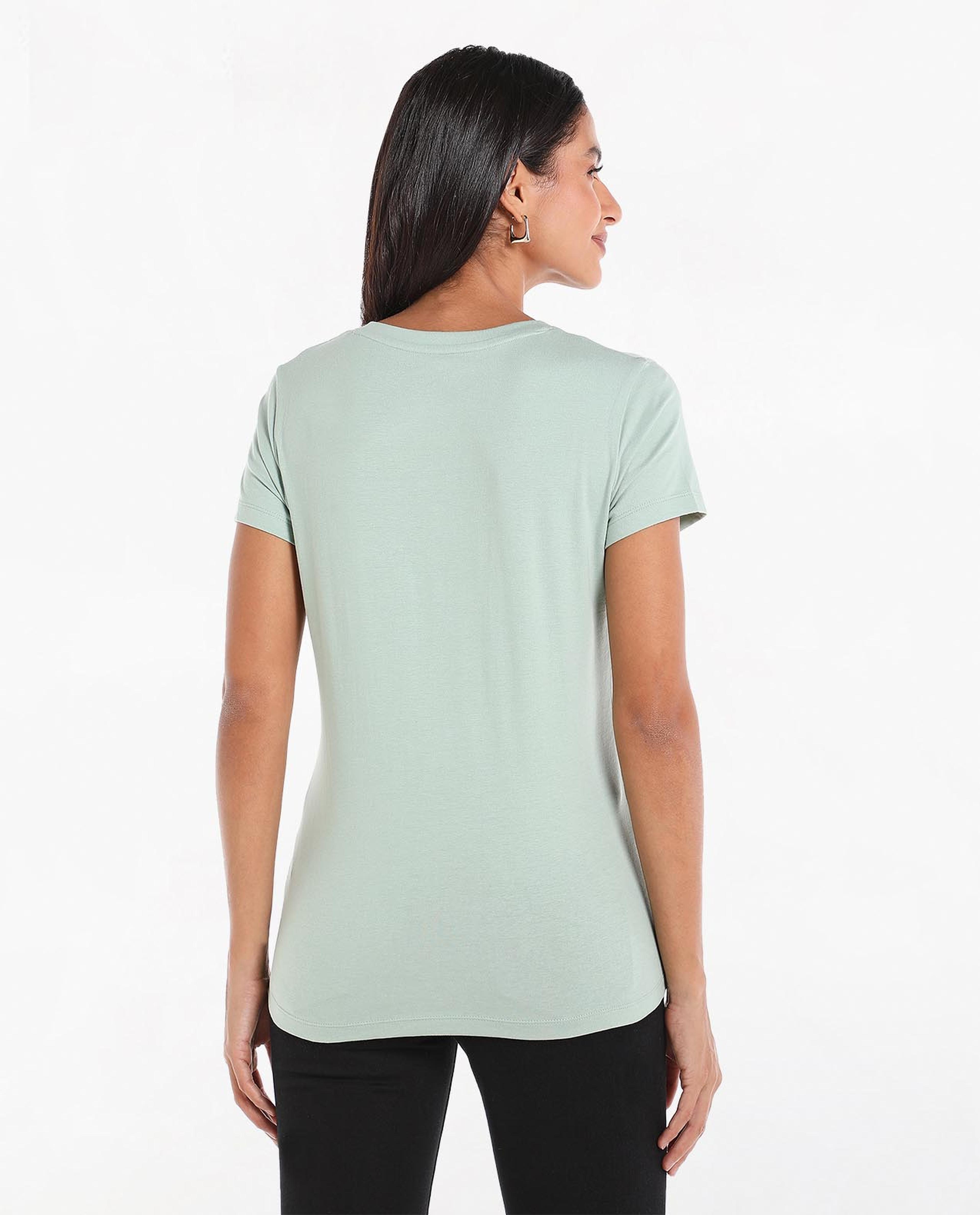 Typography Printed T-Shirt with Crew Neck and Short Sleeves