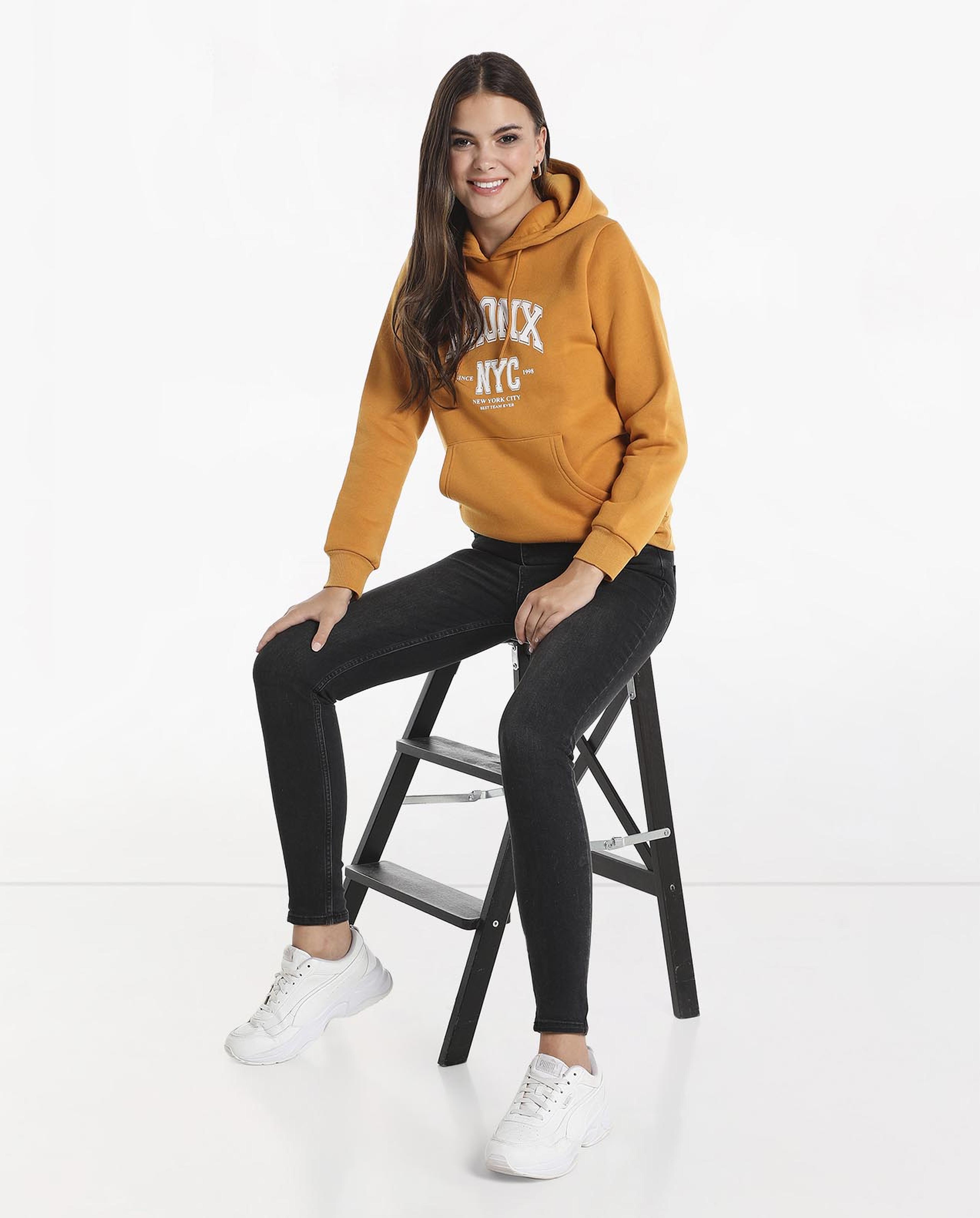Typography Printed Hooded Sweatshirt