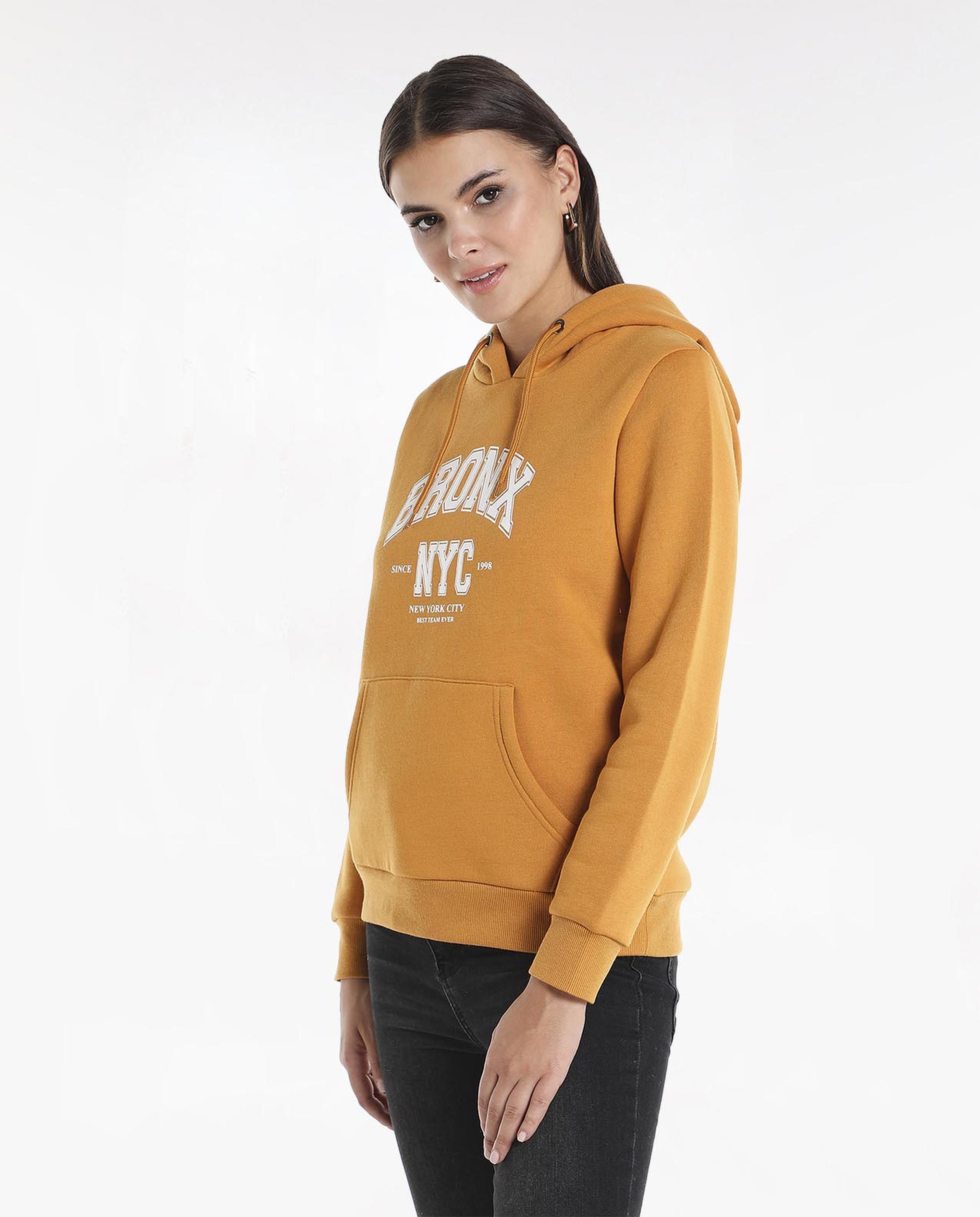 Typography Printed Hooded Sweatshirt