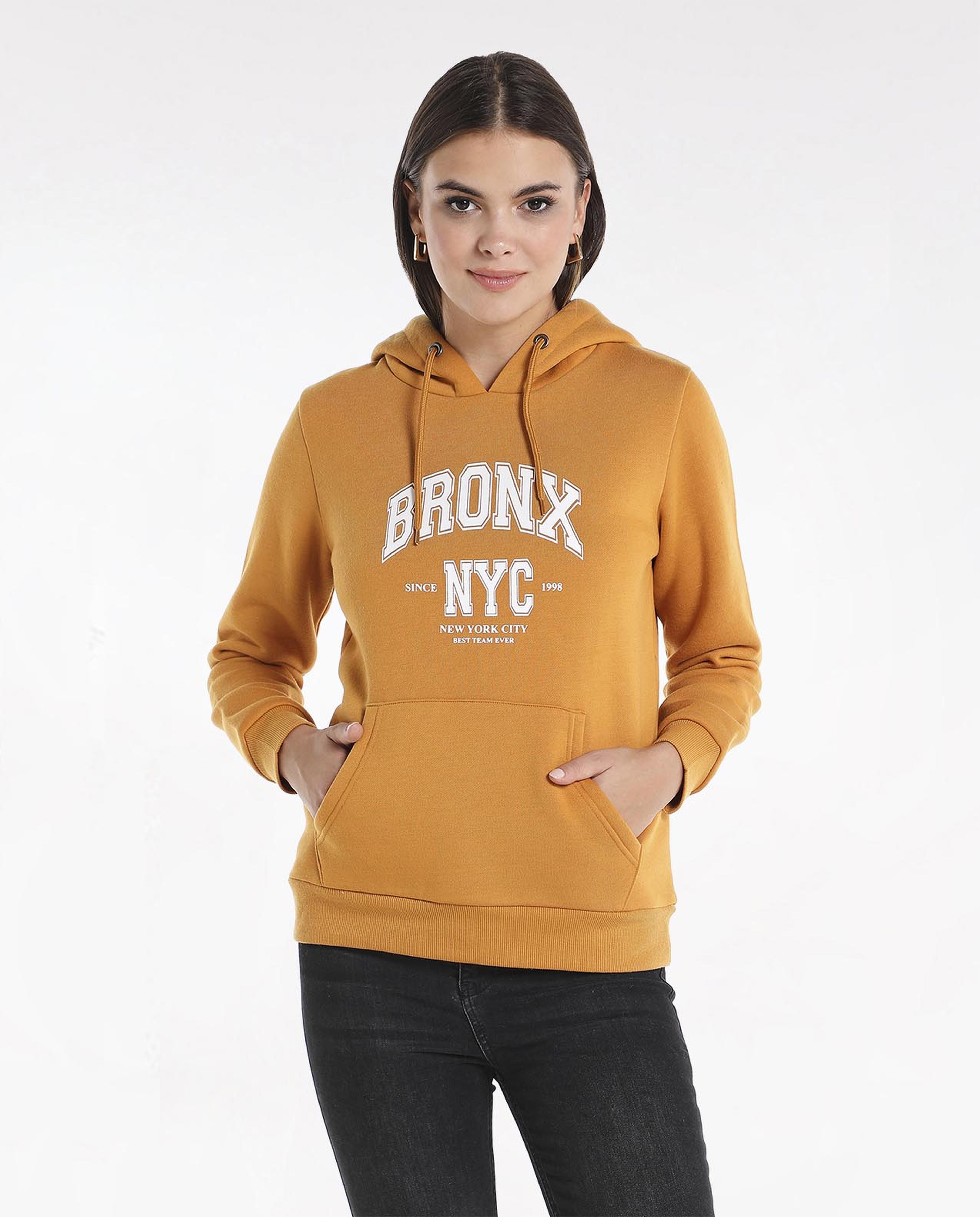 Typography Printed Hooded Sweatshirt