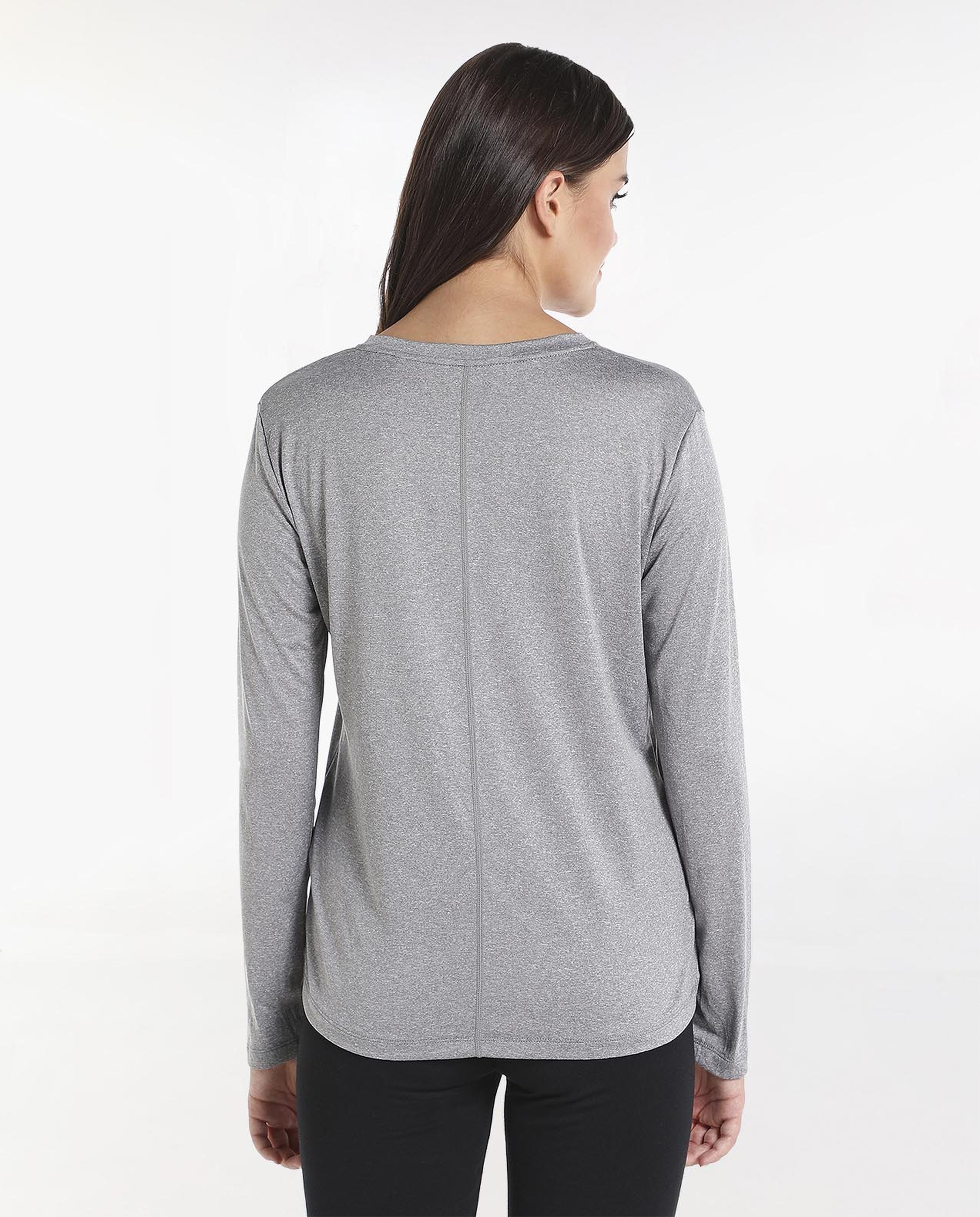 Solid T-Shirt with Crew Neck and Long Sleeves