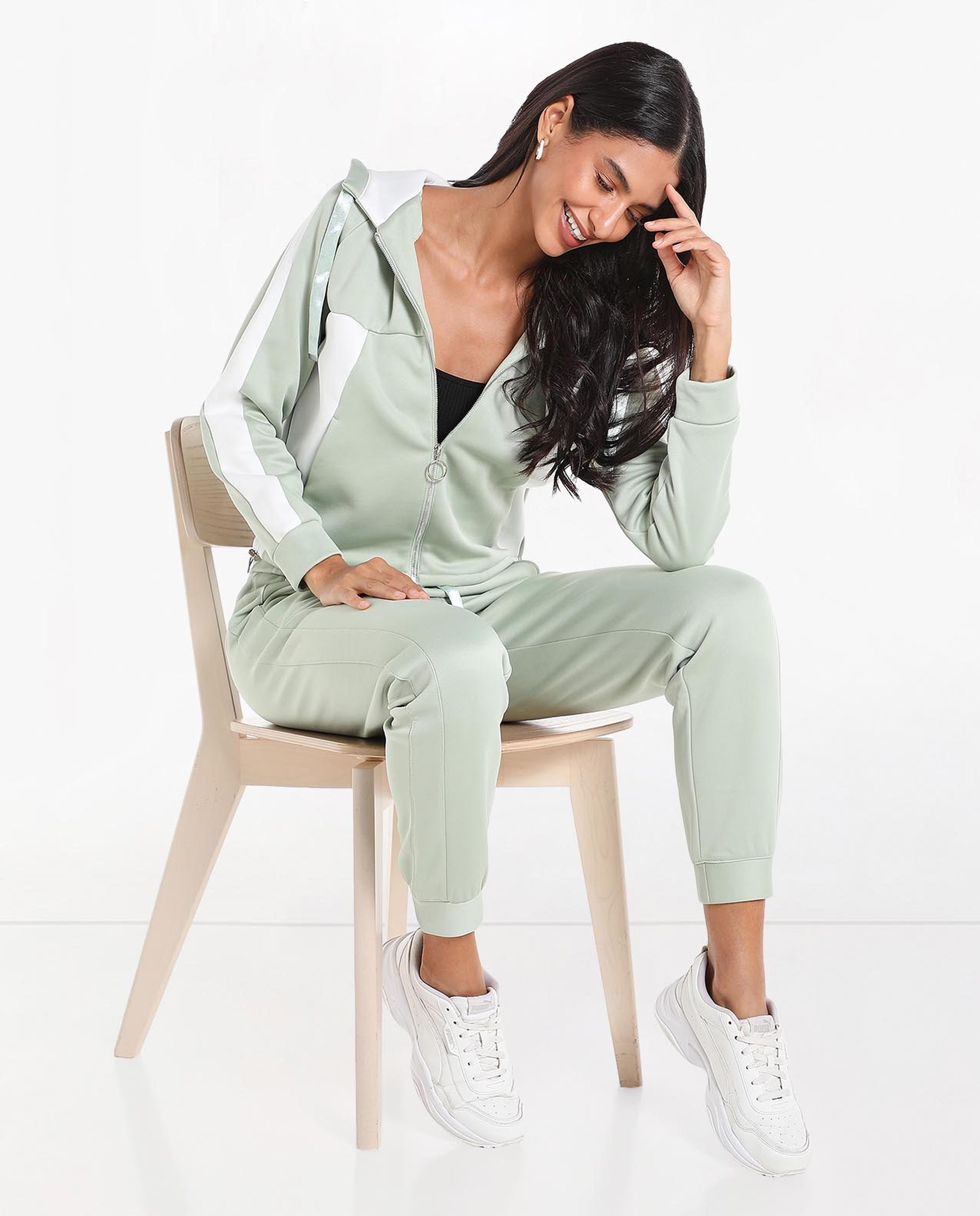 Color Block Hooded Jacket with Zipped Closure