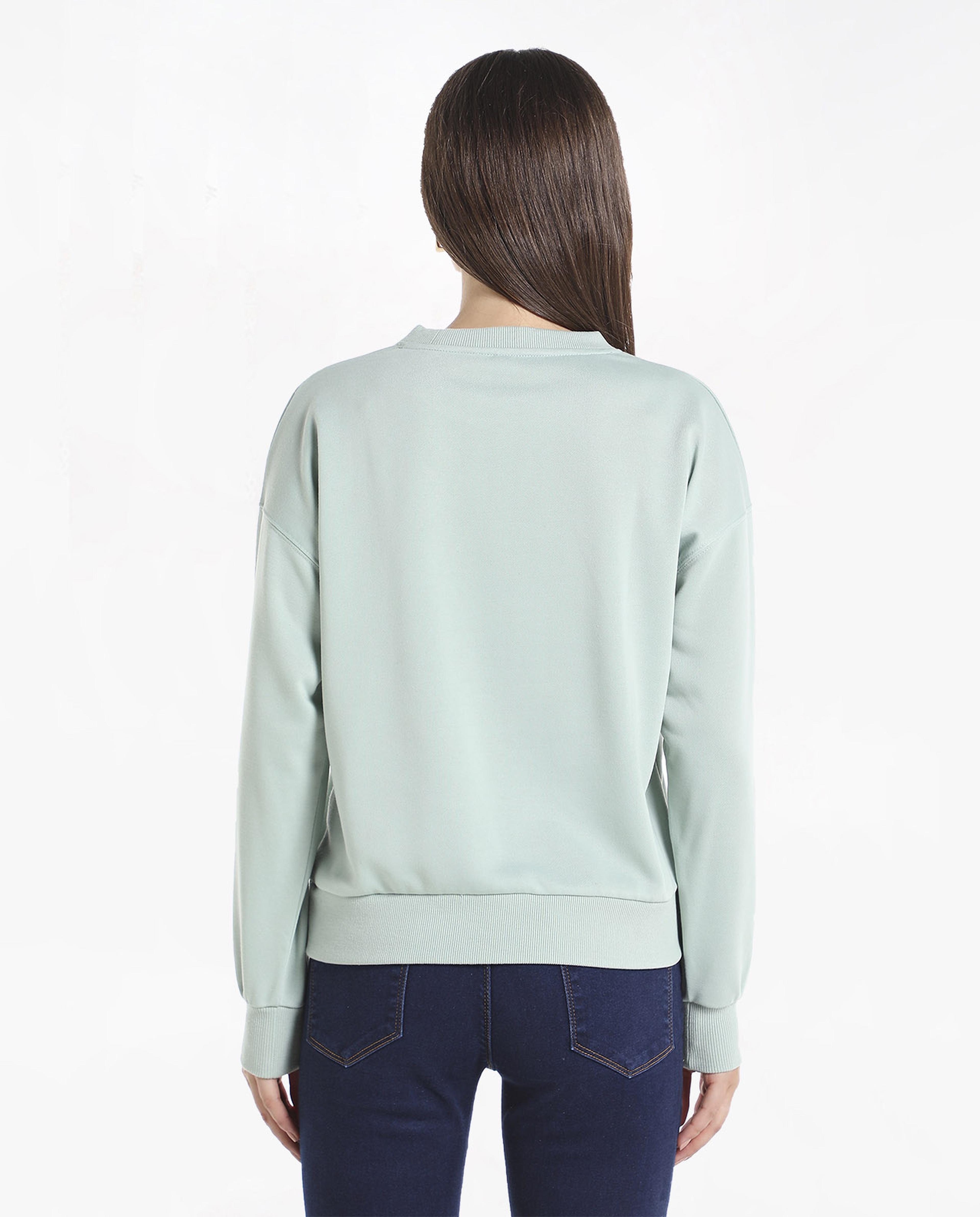 Printed Sweatshirt with Drop Shoulder Sleeves