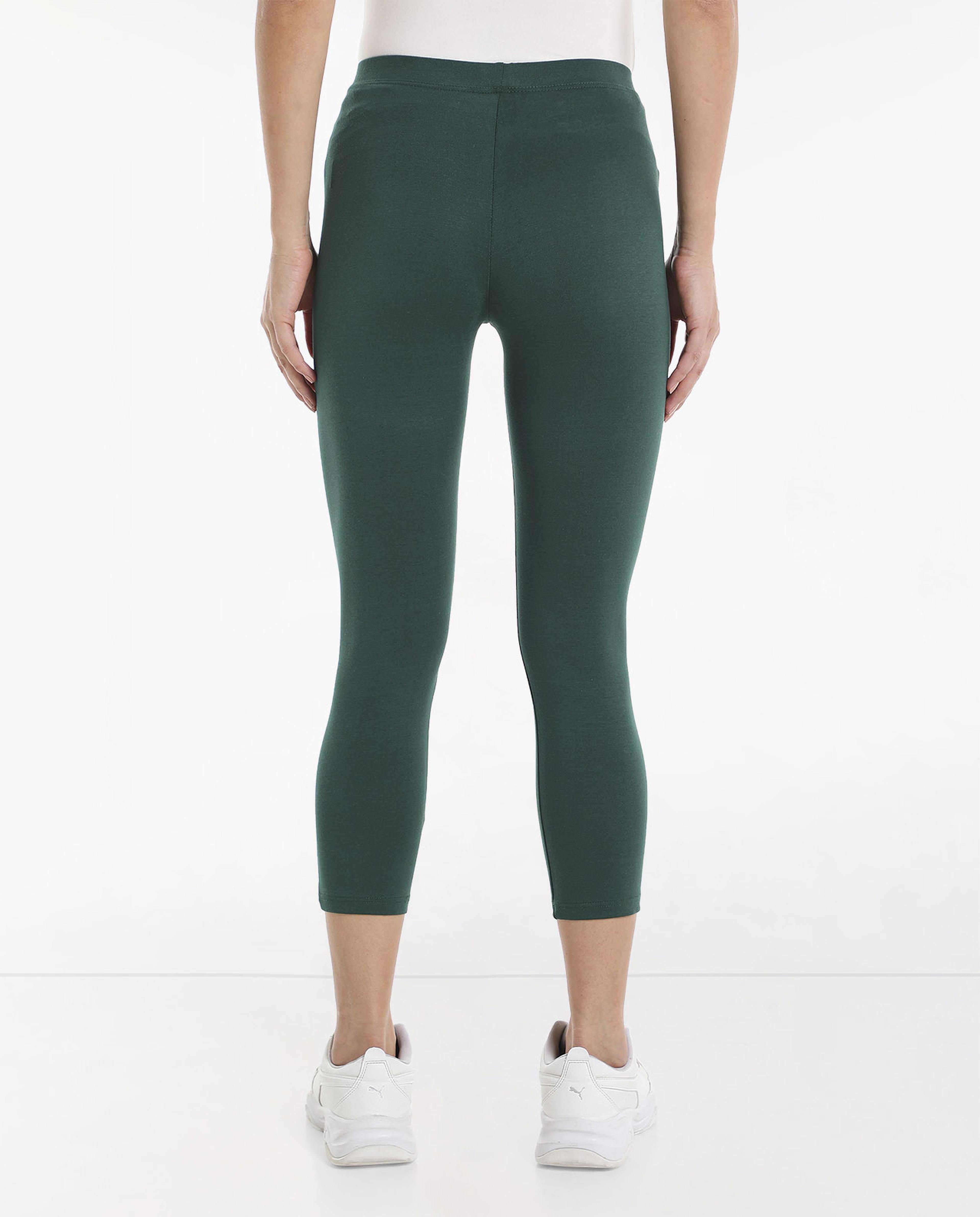 Solid Mid-Rise Capri Leggings