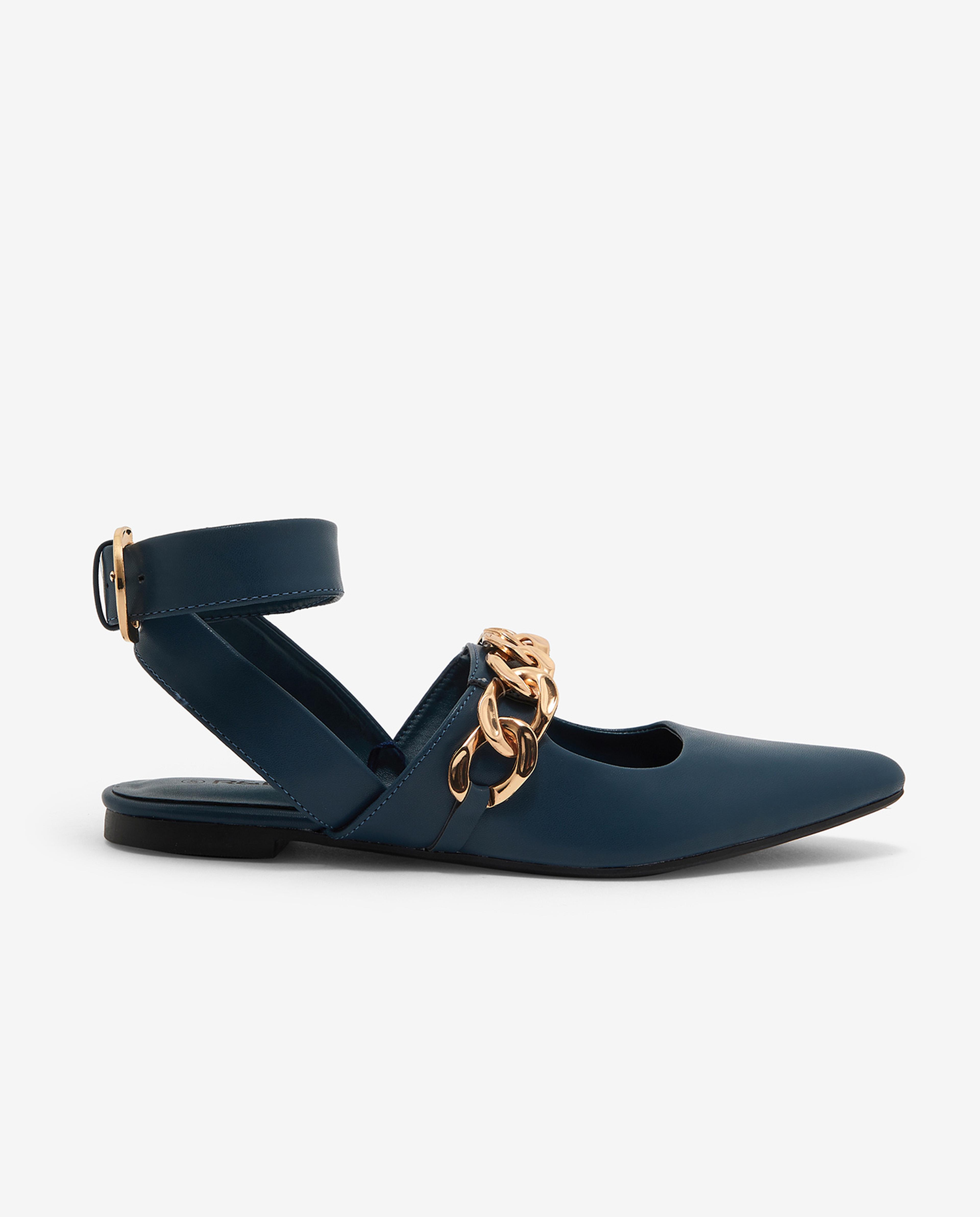 Chain Detailed Ankle Loop Pointed Flats