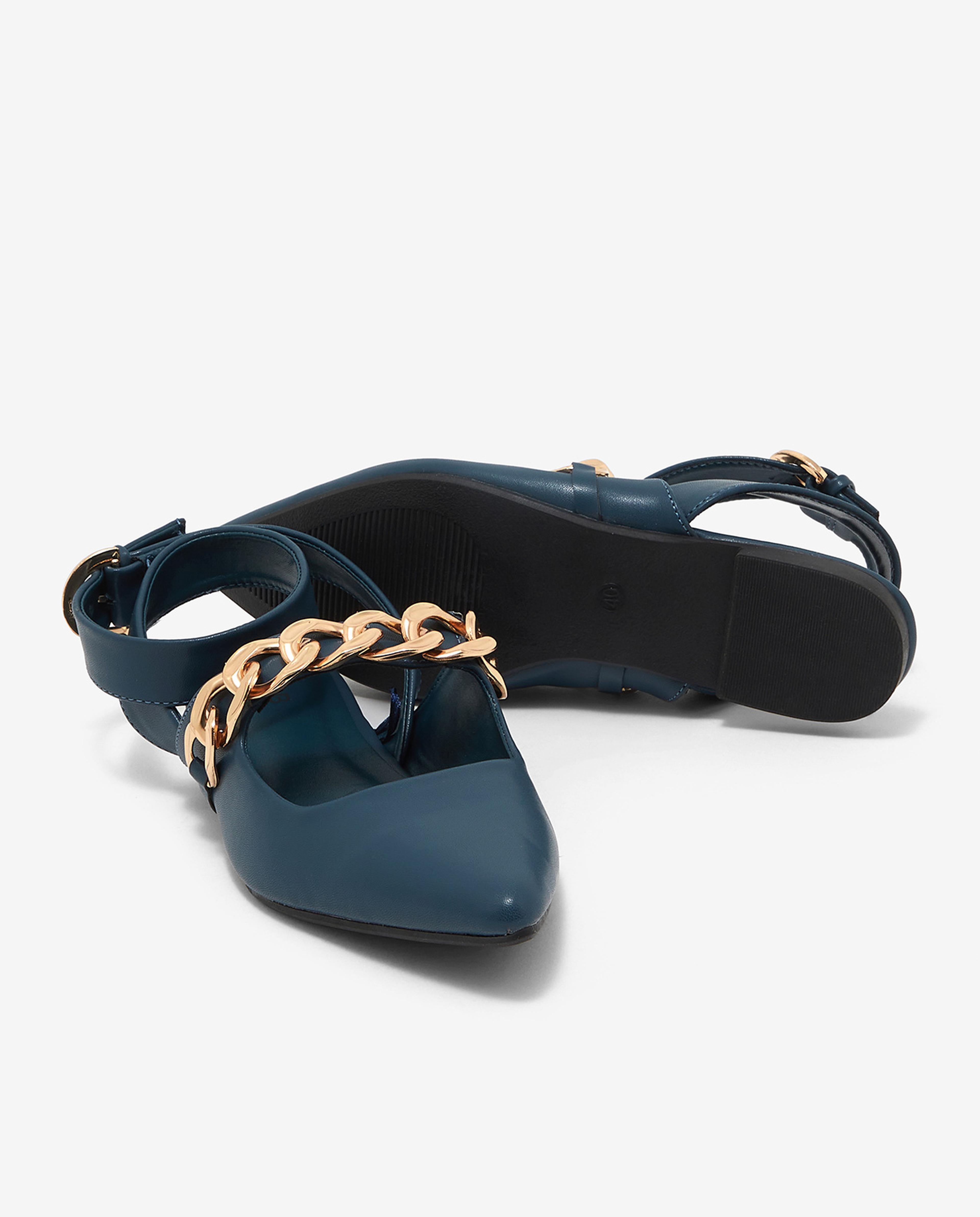 Chain Detailed Ankle Loop Pointed Flats