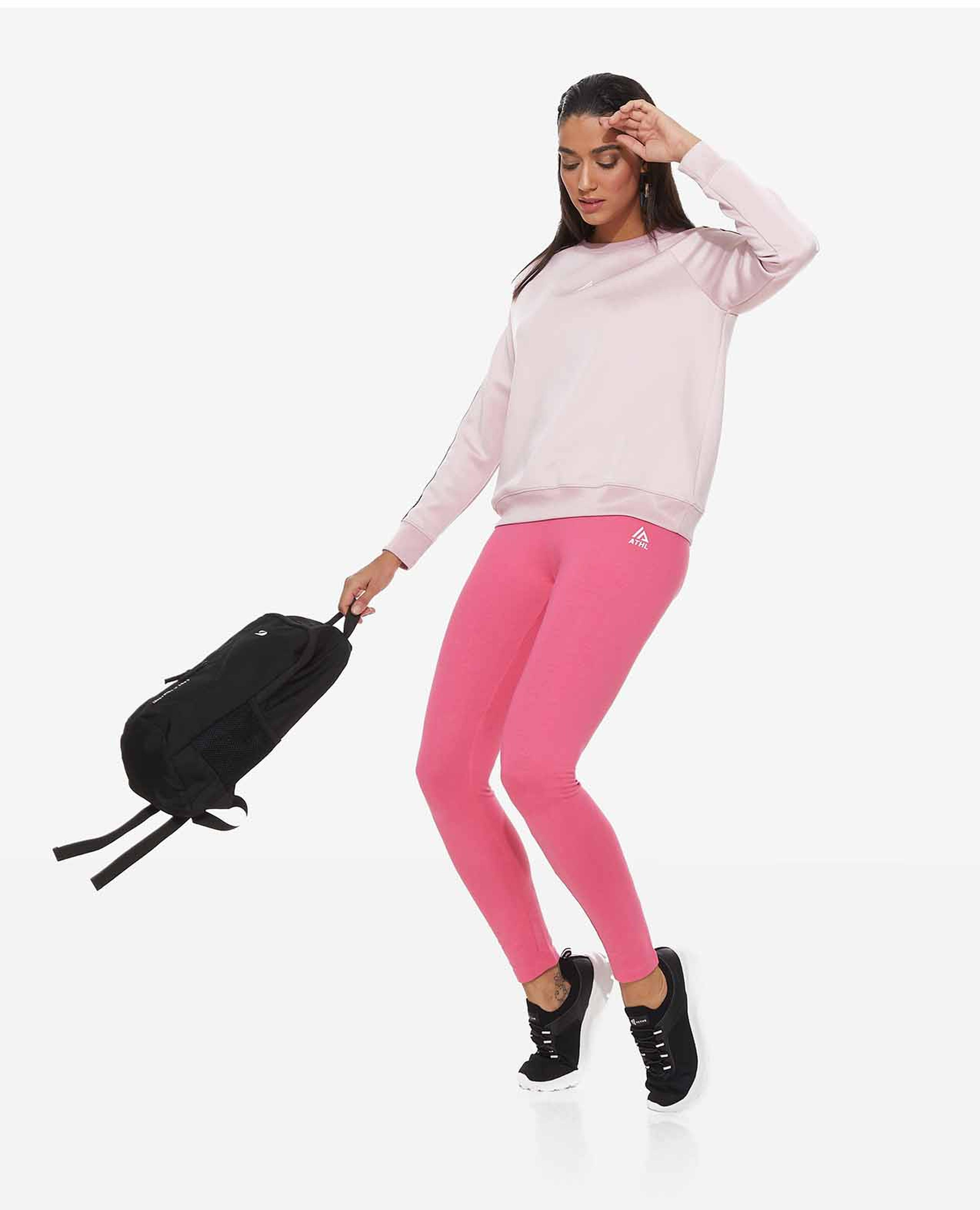 Solid Leggings with Logo Tape Waist