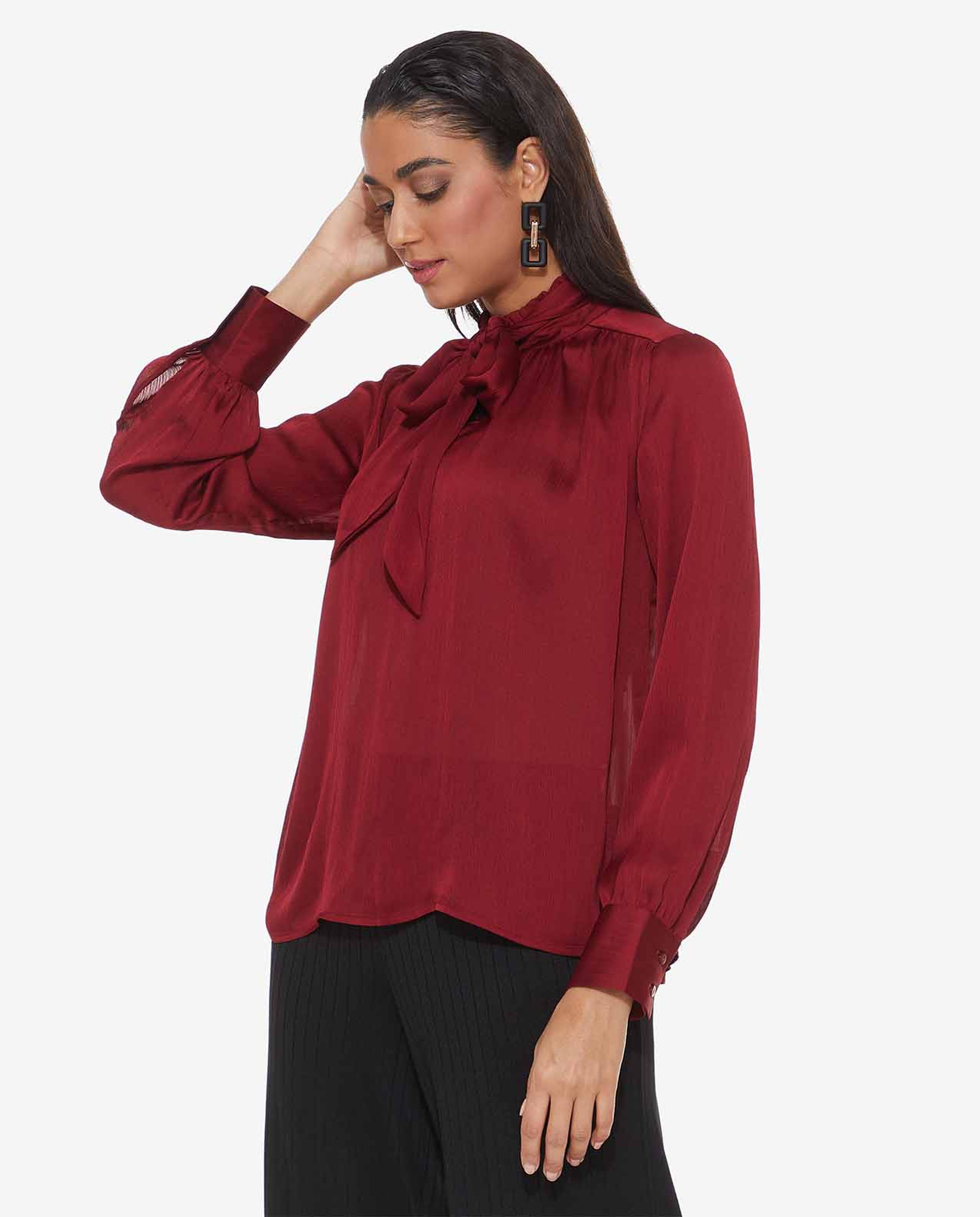 Solid Top with High Neck and Long Sleeves