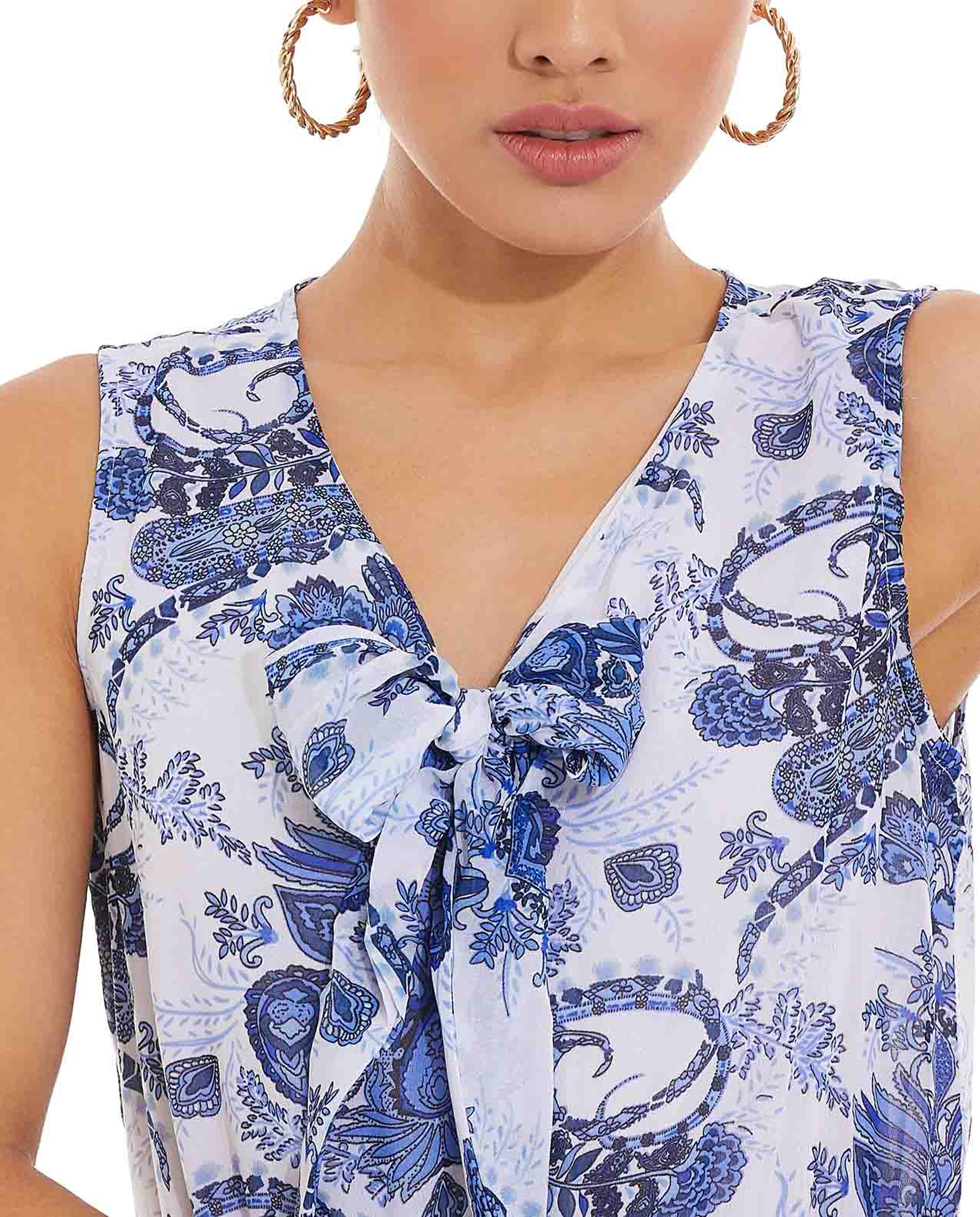 Printed Maxi Dress with V-Neck