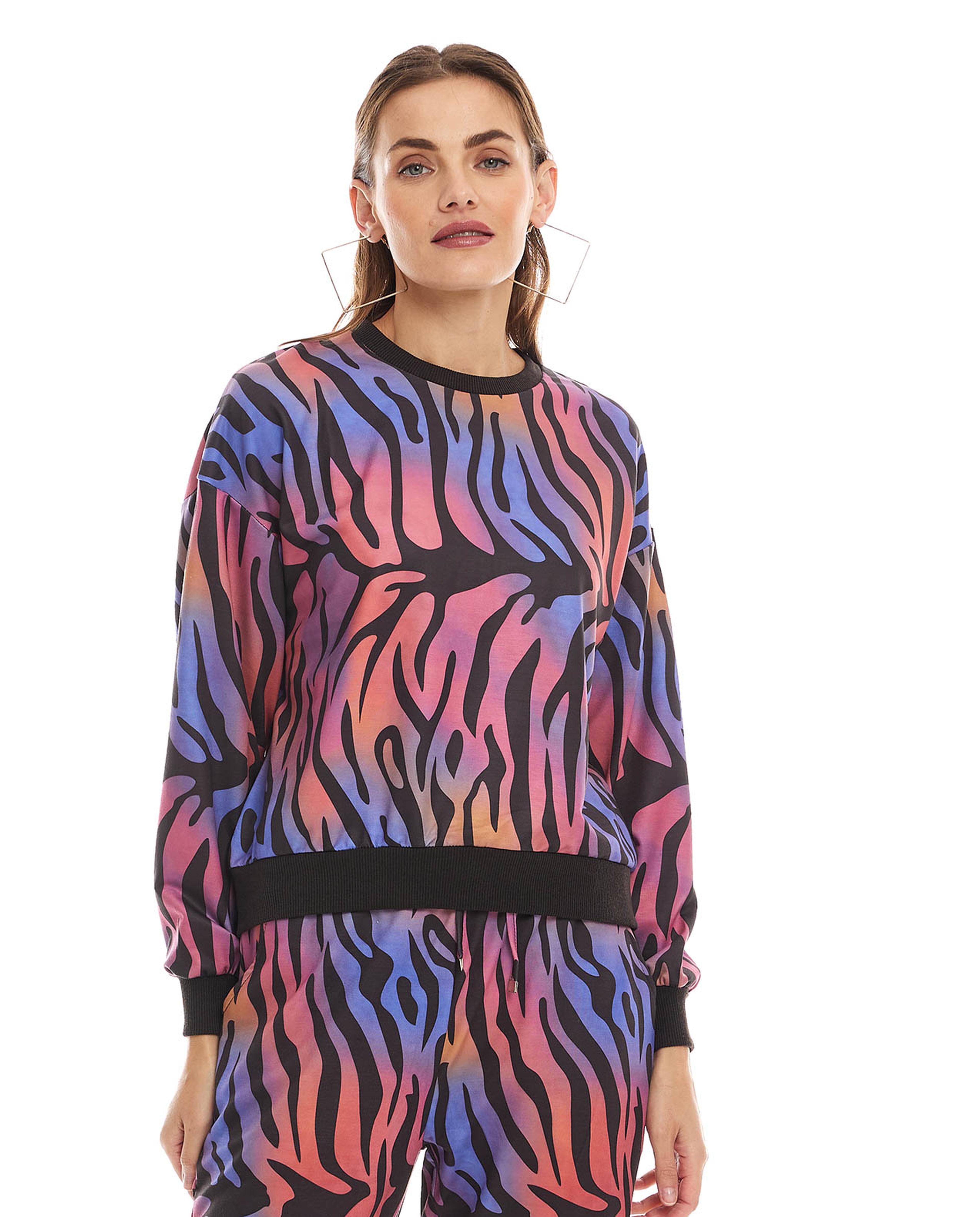 Printed Sweatshirt with Crew Neck and Long Sleeves