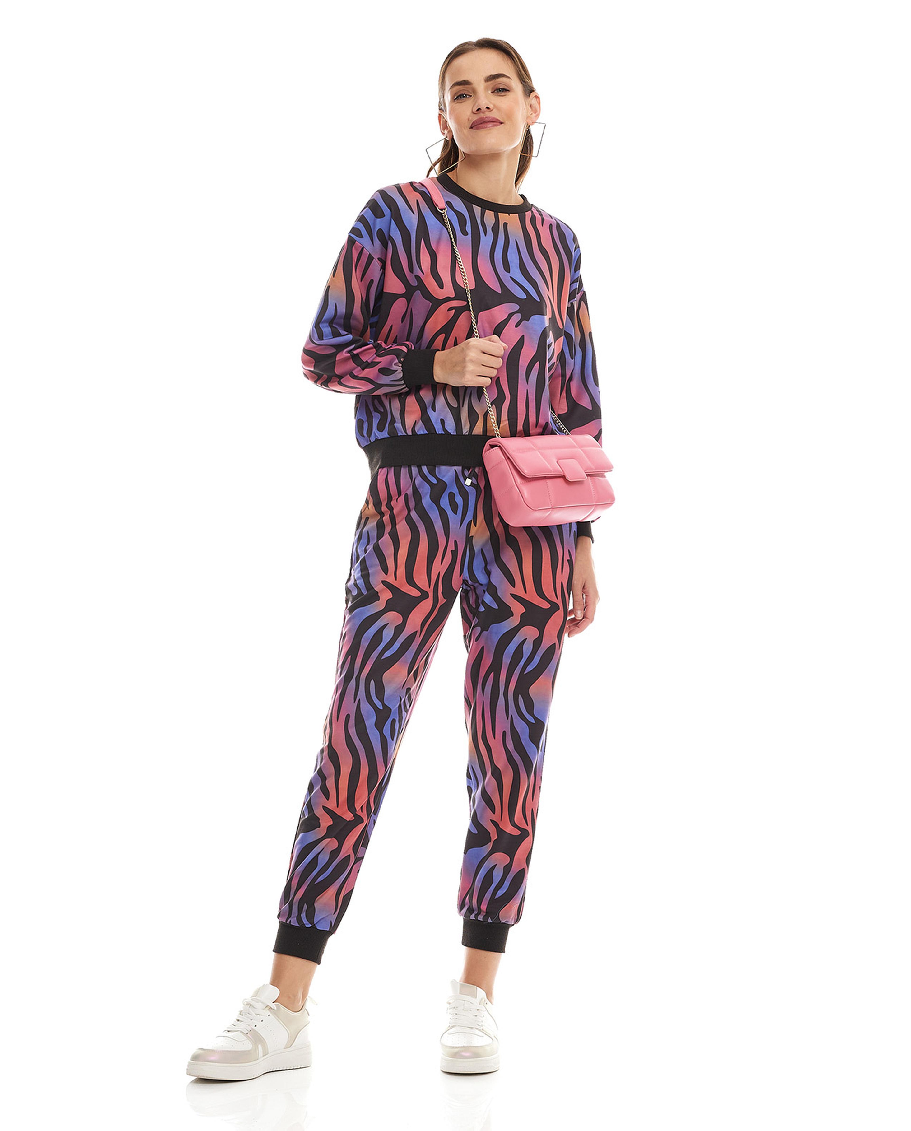 Printed Sweatshirt with Crew Neck and Long Sleeves
