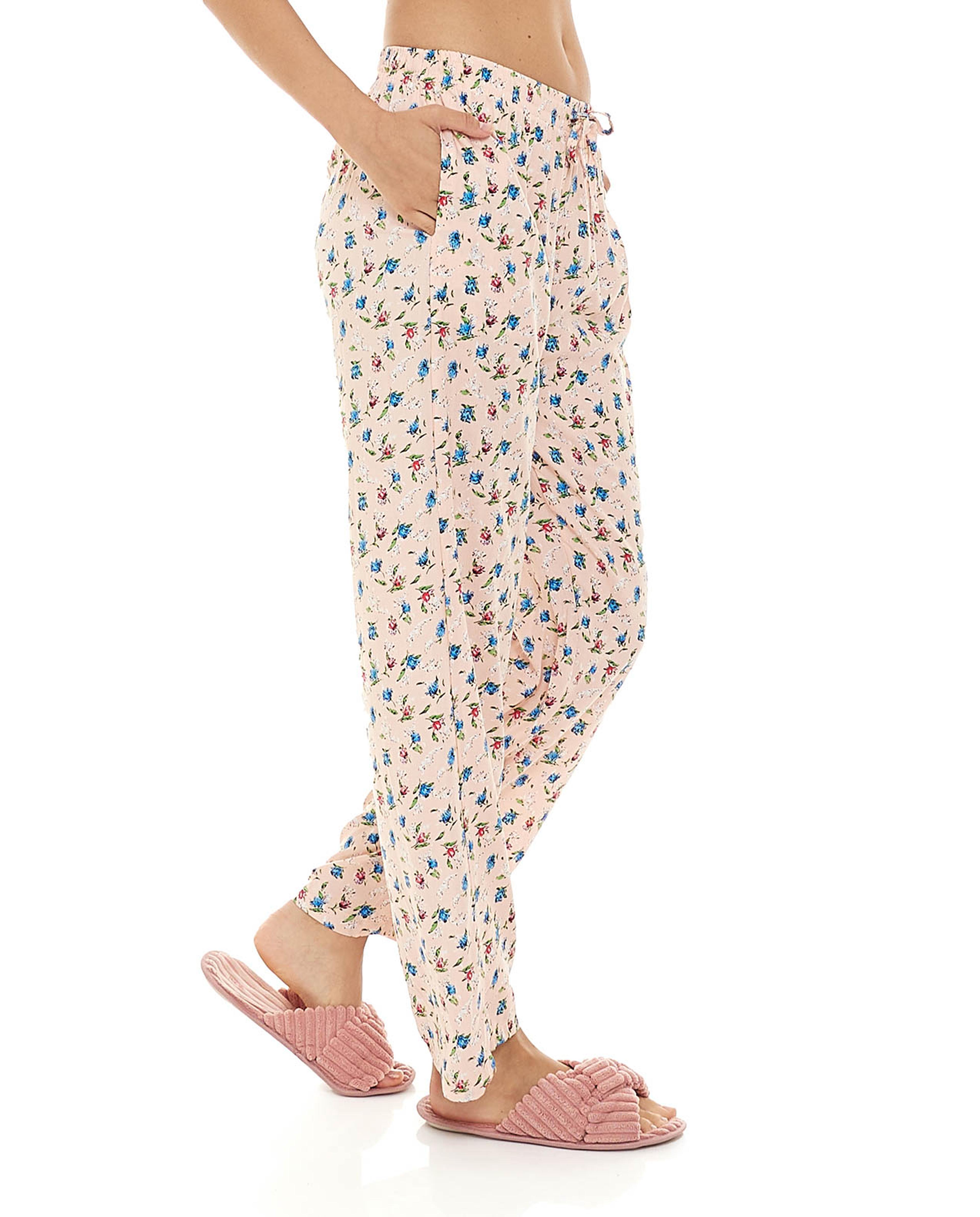 Floral Print Pyjama Pants with Drawstring Waist