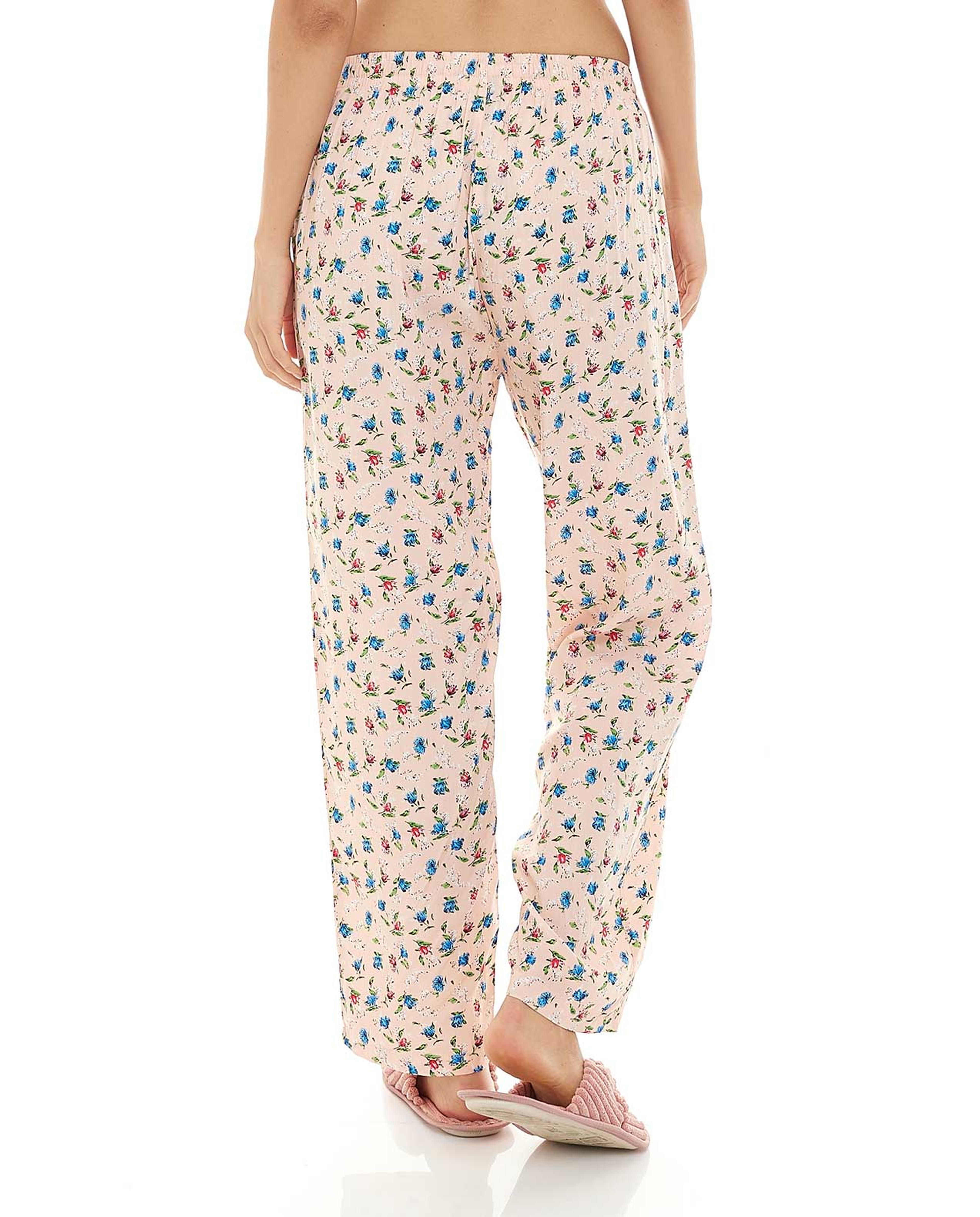 Floral Print Pyjama Pants with Drawstring Waist