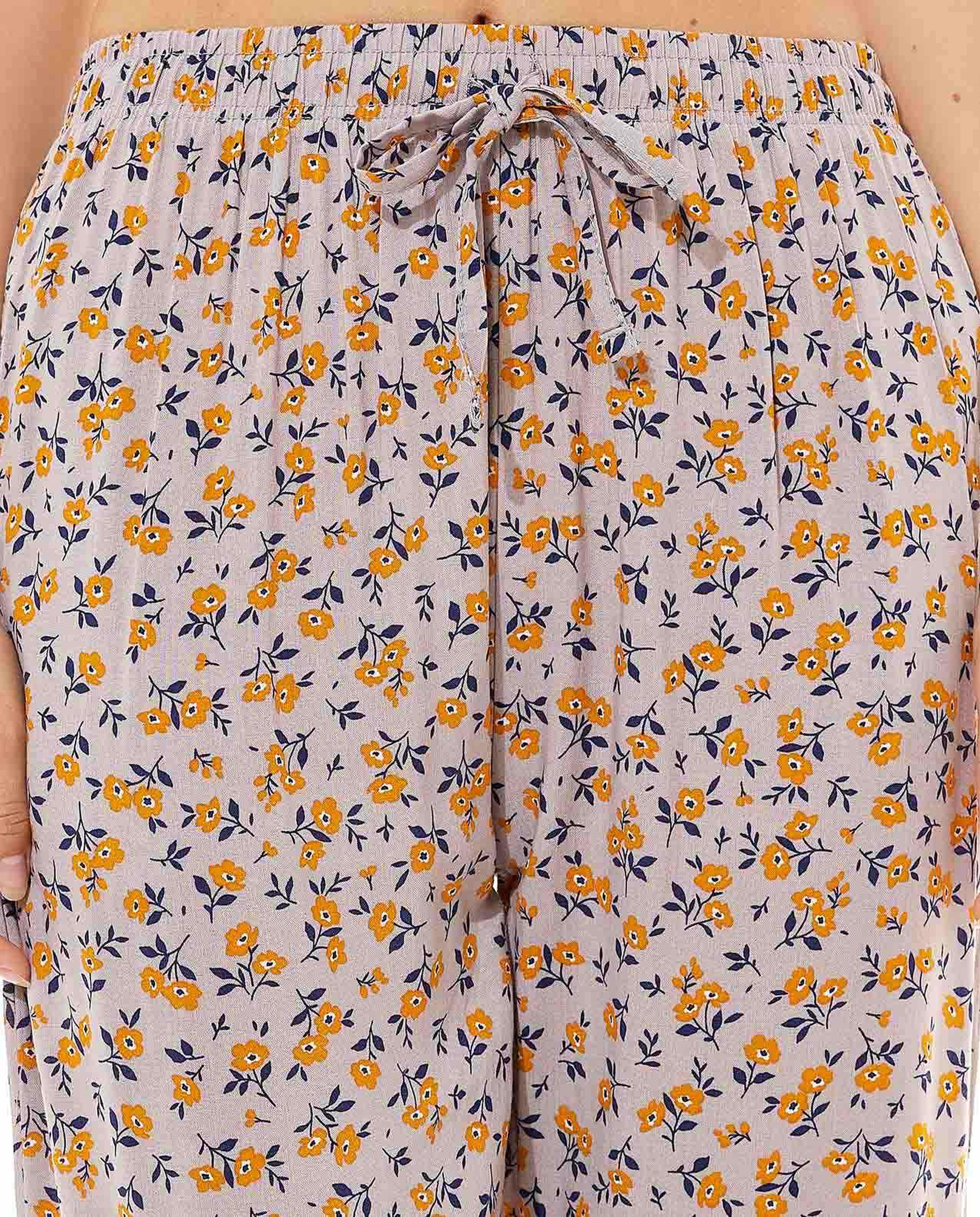 Printed Pyjama Pants with Drawstring Waist