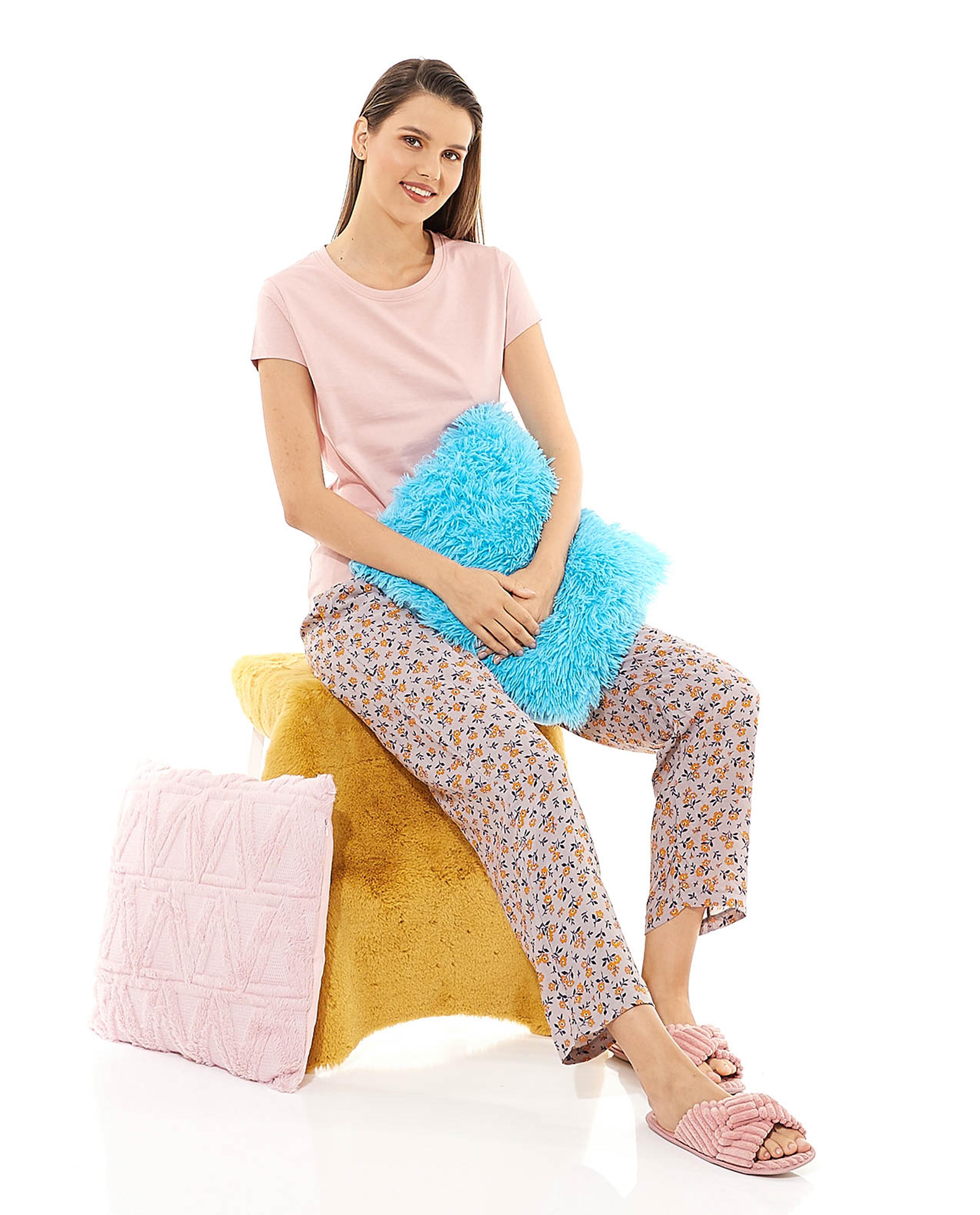 Printed Pyjama Pants with Drawstring Waist