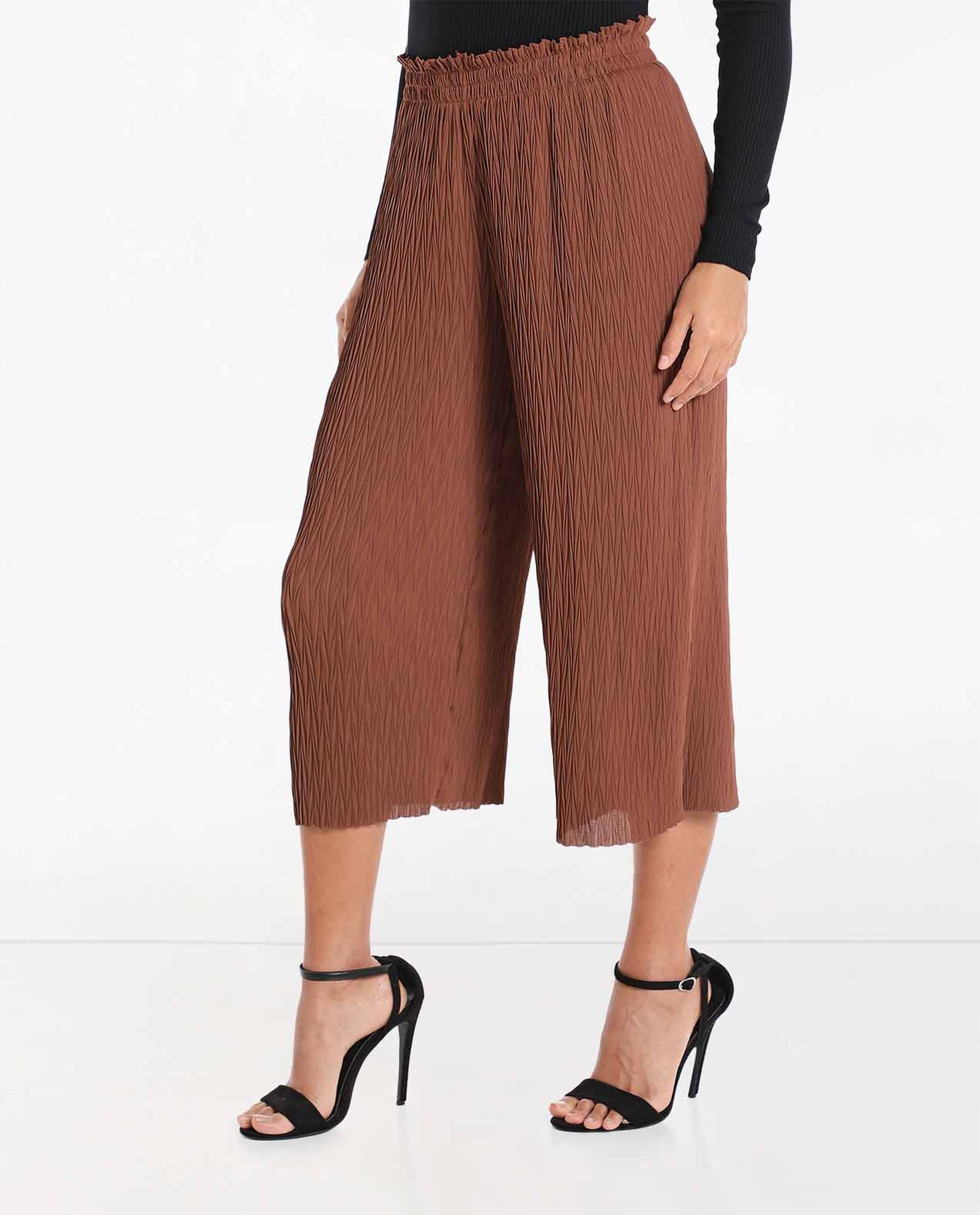 Textured Culottes with Elasticated Waist